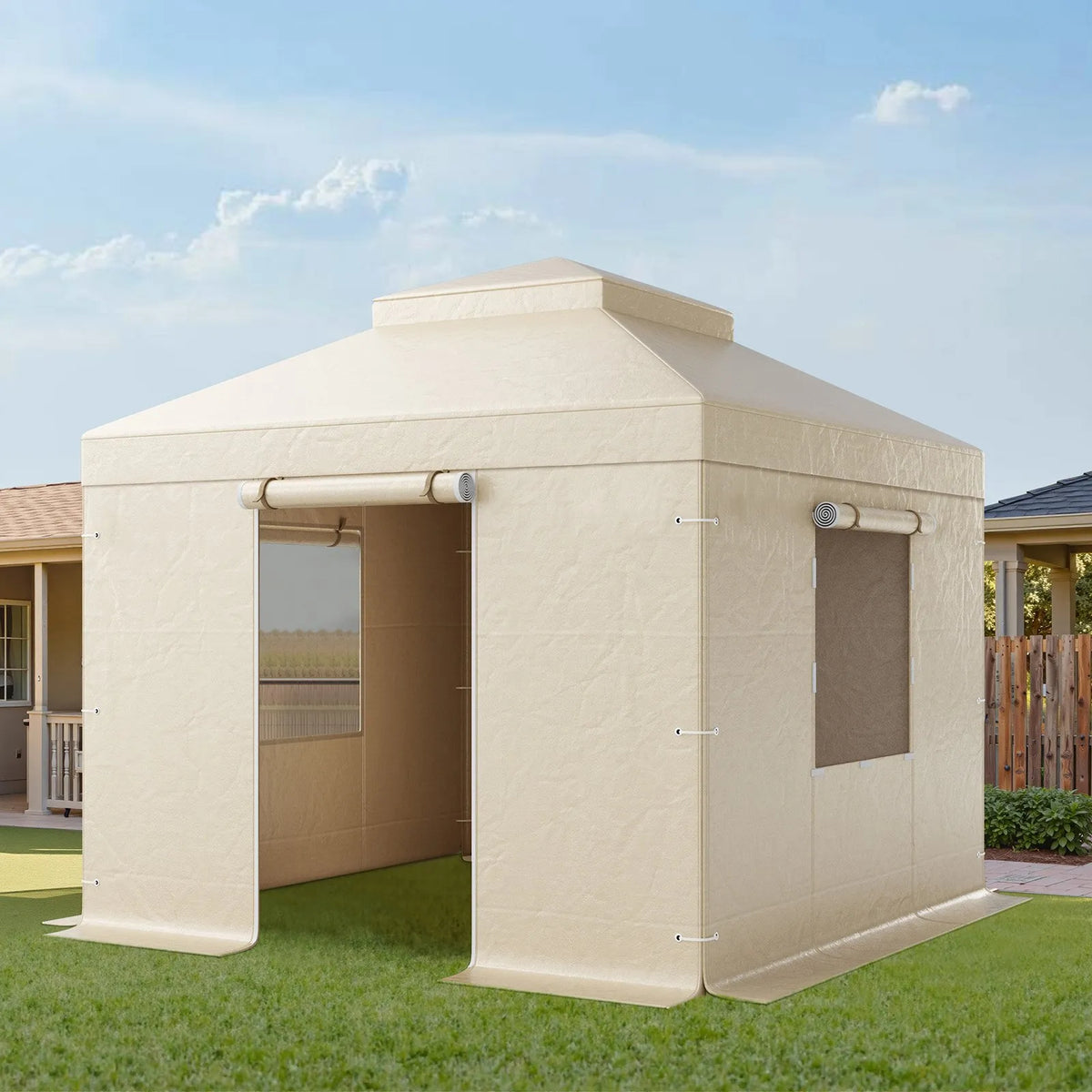 10' x 10' Winter Gazebo Cover with Sidewalls & Mesh Windows