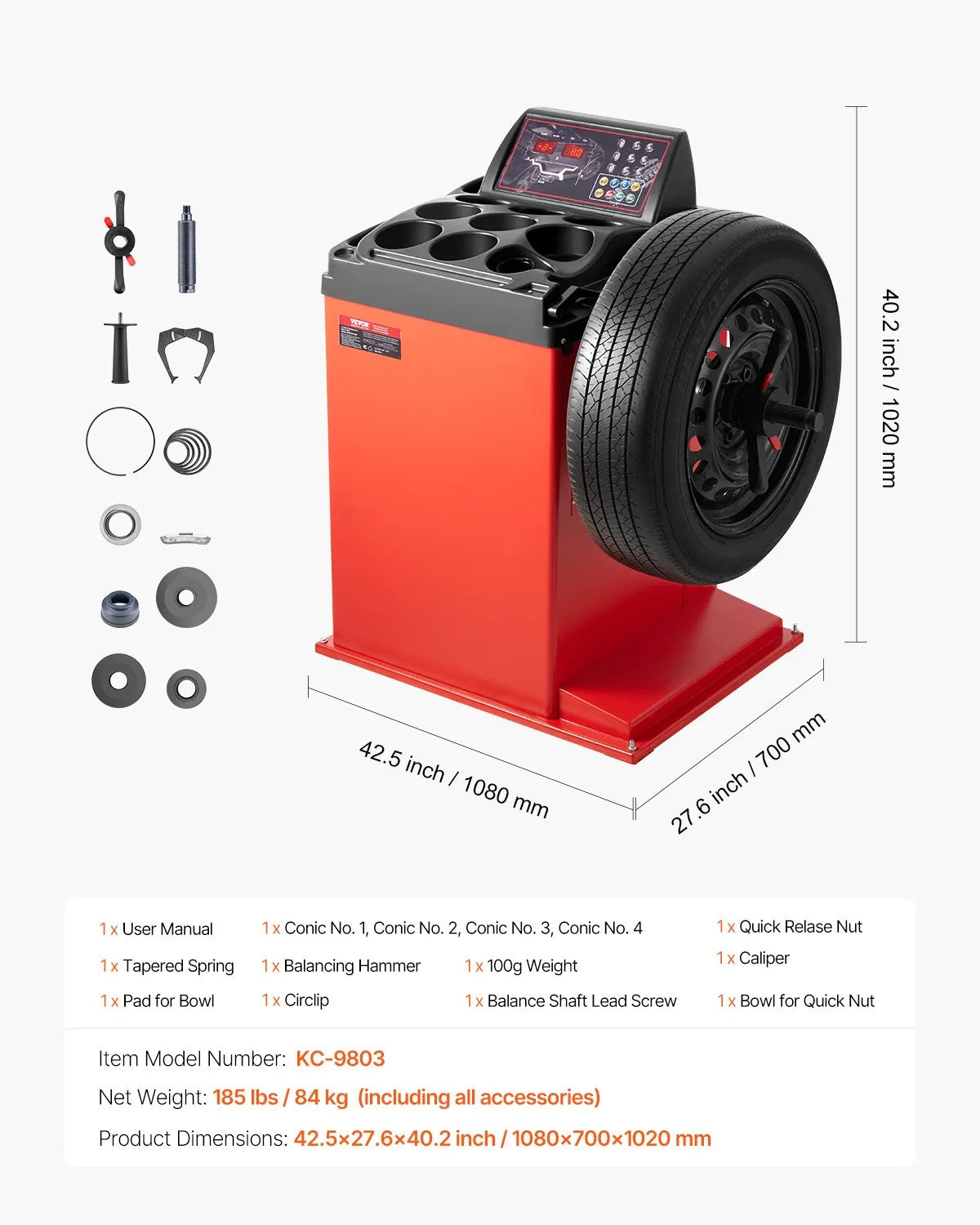 VEVOR Durable Tire Changer Machine Reinforced Tire Balancer with 18" Spindle