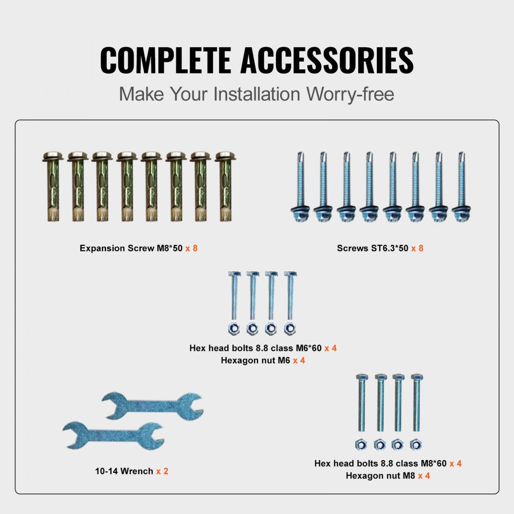 VEVOR Wrought Iron Handrail Fits 1 or 2 Steps Handrail Picket #1 Outdoor Stair Rail with Installation Kit for Outdoor Steps Hand Rails Matte White