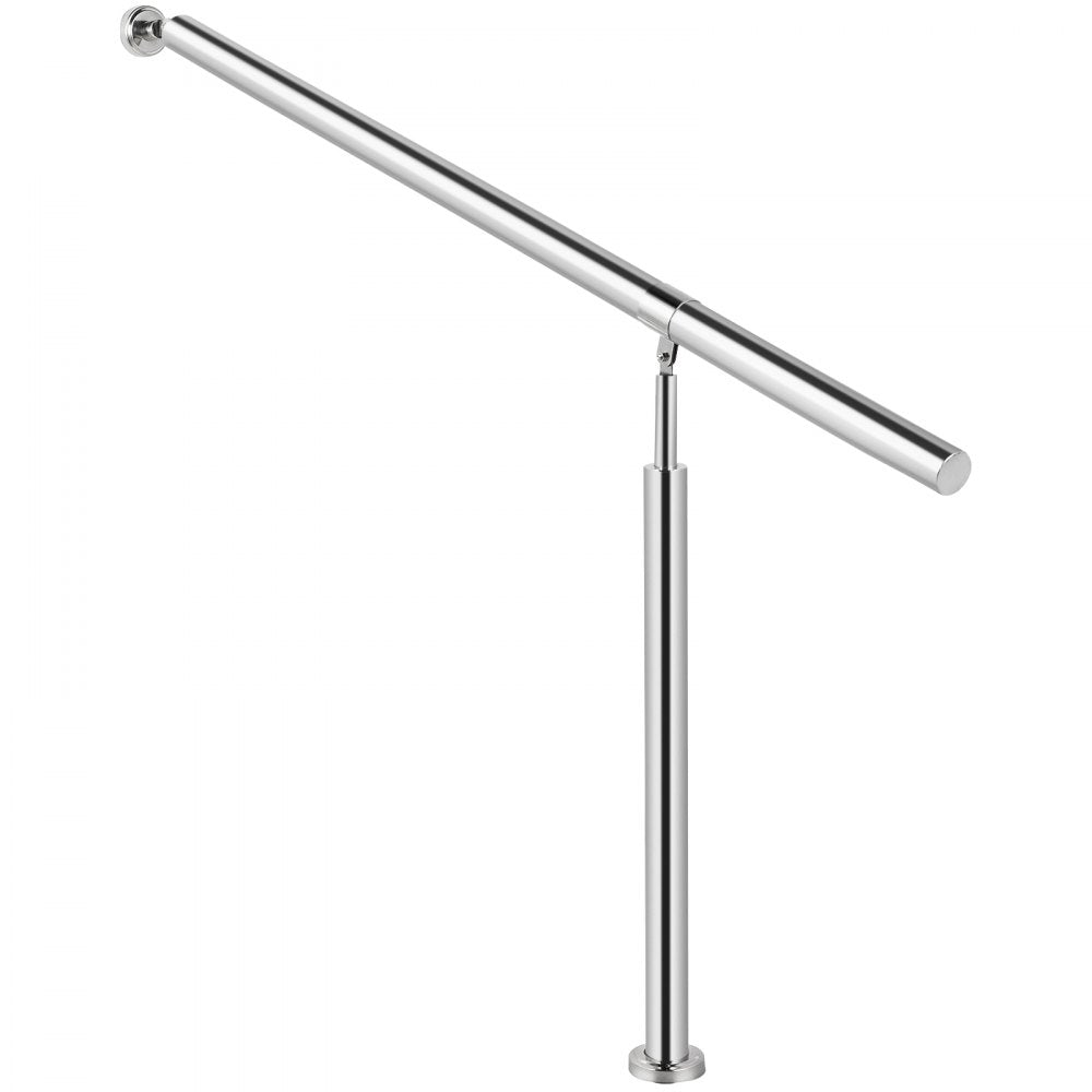 VEVOR Step Handrail 304 Stainless Steel Stair Railing 3-4 Step for Indoor and Outdoor Adjustable Metal Hand Rails for Steps, 59x35.4 Inch, Silver