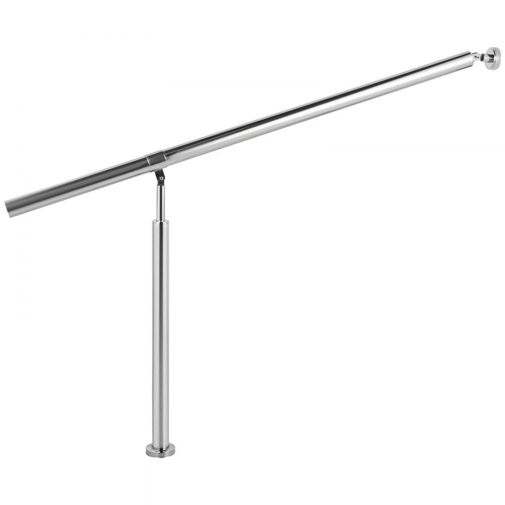VEVOR Step Handrail 304 Stainless Steel Stair Railing 3-4 Step for Indoor and Outdoor Adjustable Metal Hand Rails for Steps, 59x35.4 Inch, Silver