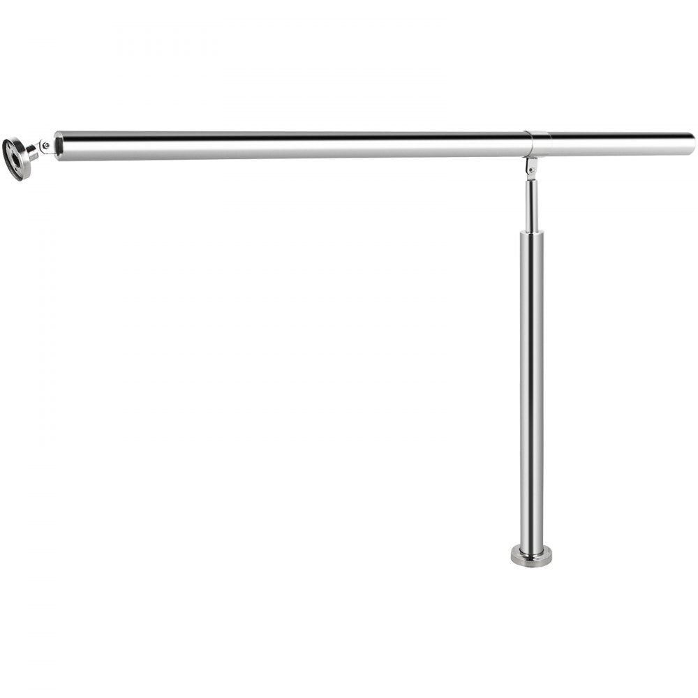 VEVOR Step Handrail 304 Stainless Steel Stair Railing 3-4 Step for Indoor and Outdoor Adjustable Metal Hand Rails for Steps, 59x35.4 Inch, Silver
