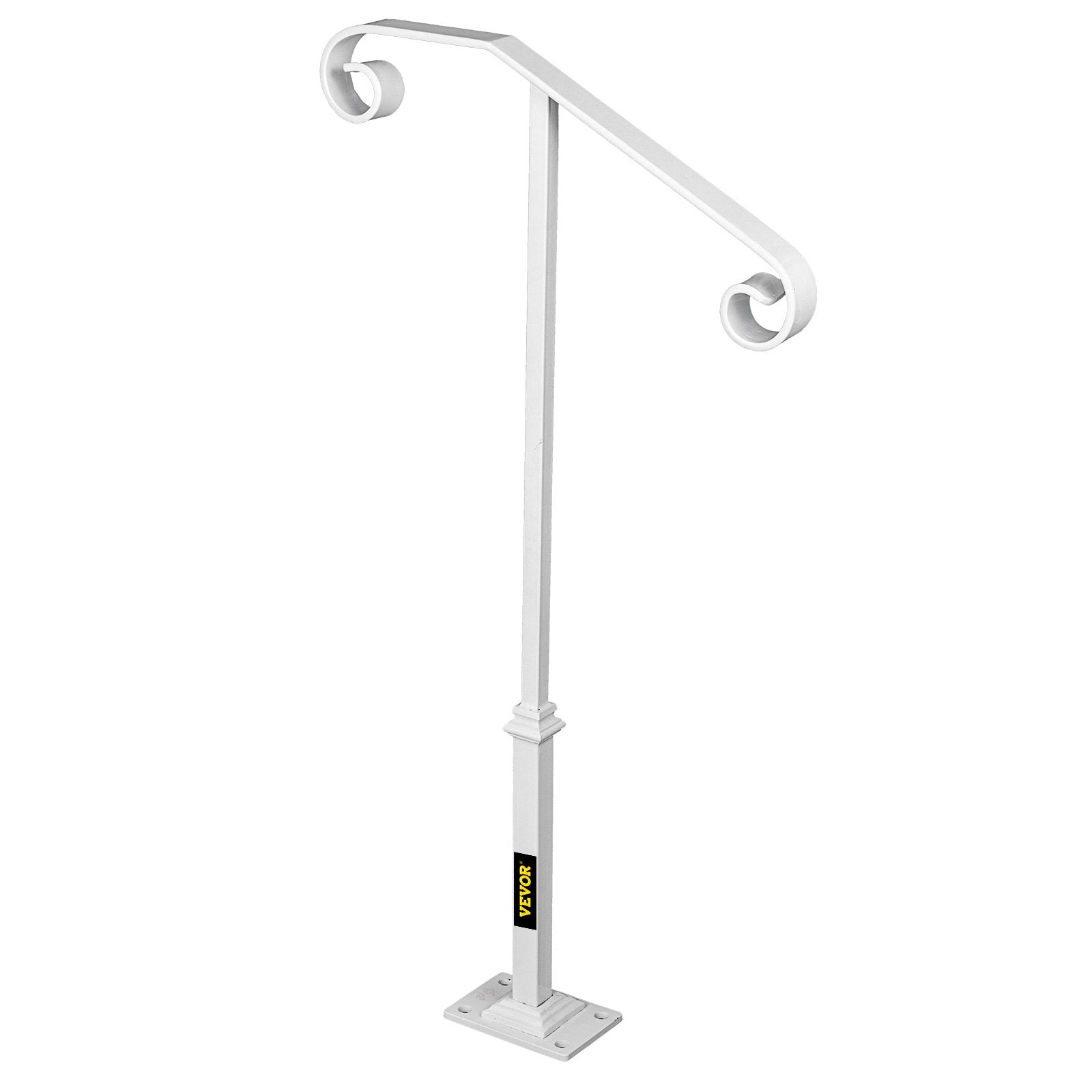 Single Post Handrail Handrail Wrought Iron Fits 1 or 2 Steps Matte White