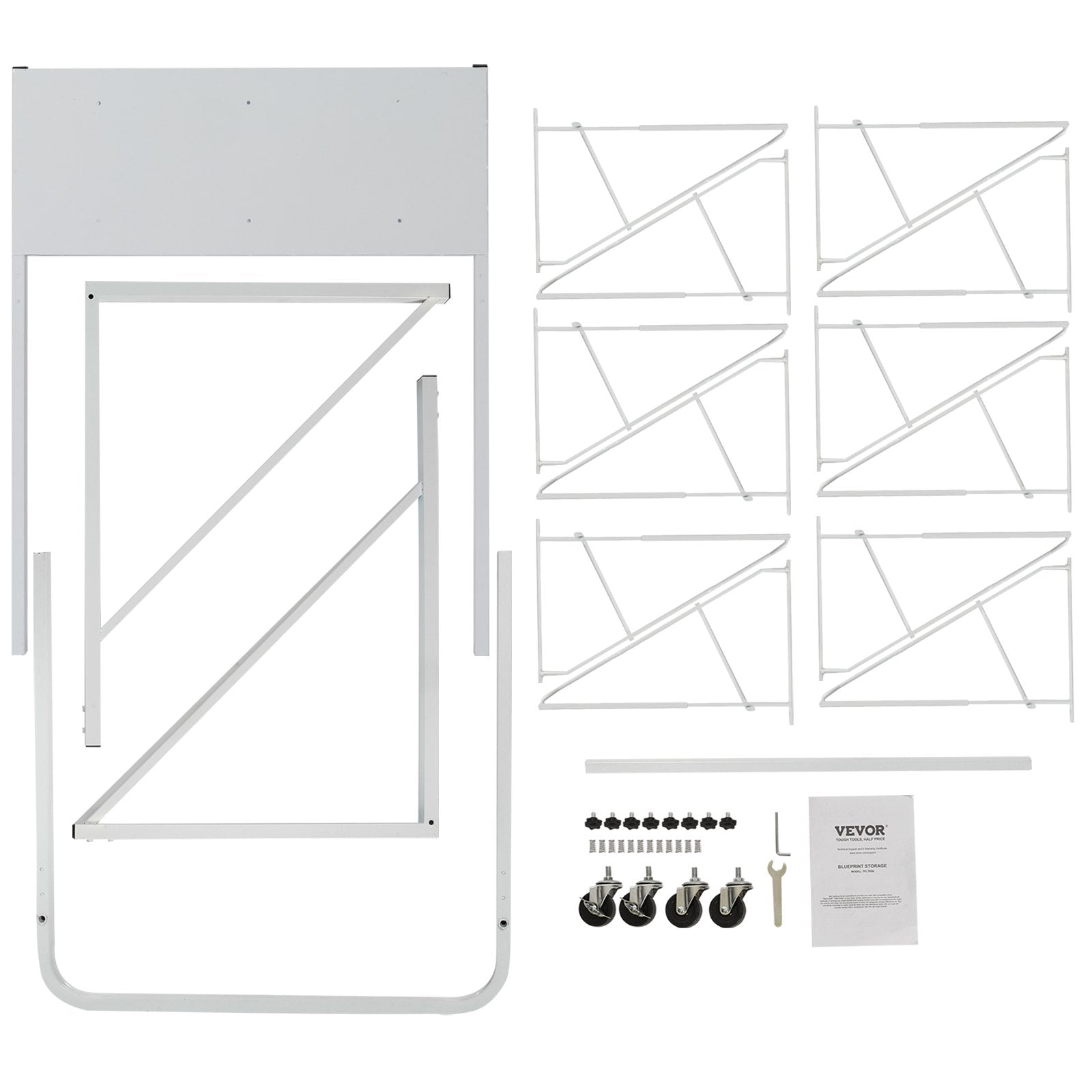 VEVOR Mobile Blueprint Storage Rack Plan Holder with 12 Pivot Brackets 240 lbs