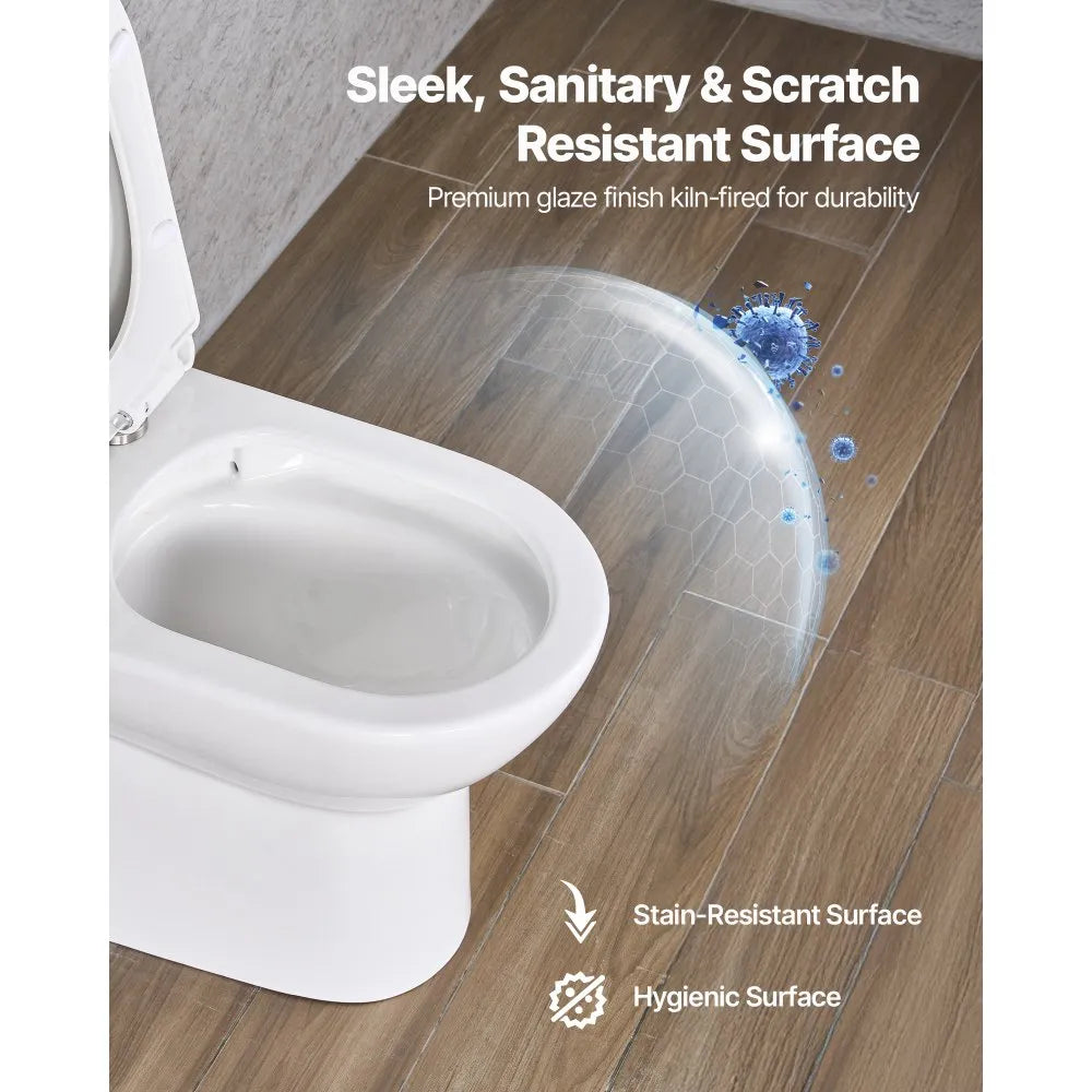 One-Piece Elongated Toilet with Dual Flush 1.1/1.6 GPF, 12" Rough-In & Soft-Close Seat – Black & White