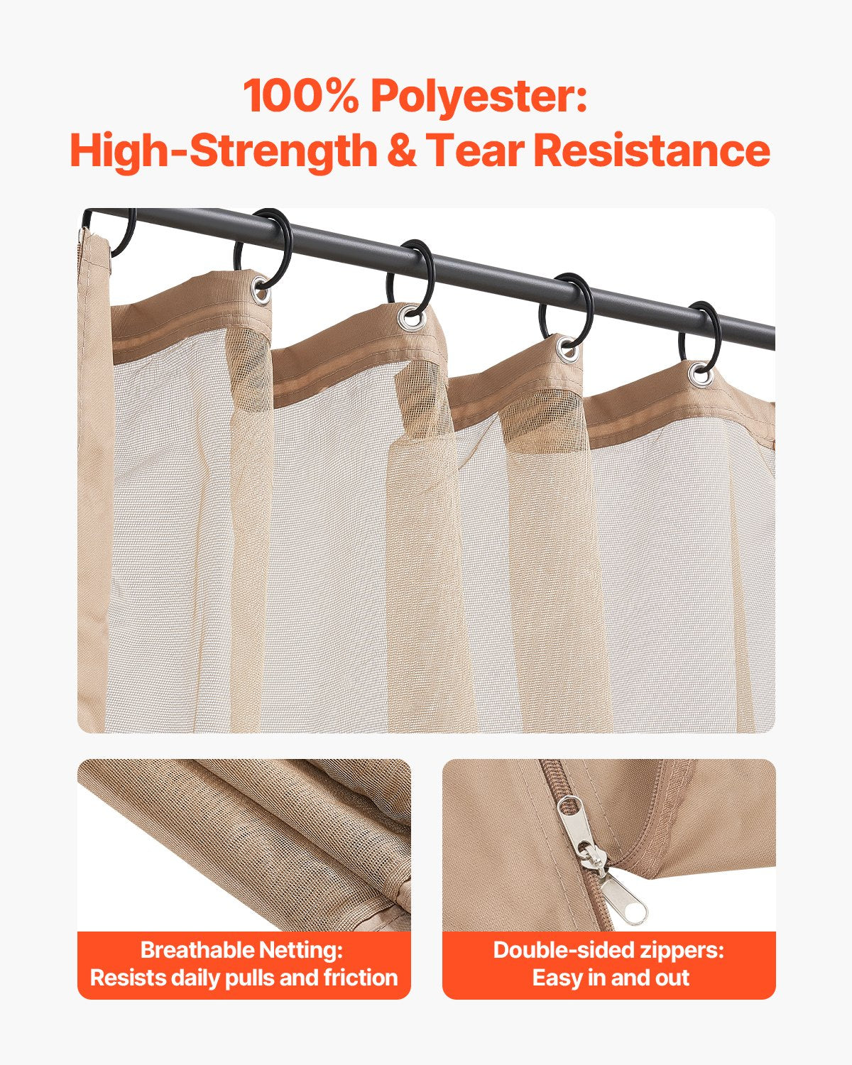 VEVOR Replacement Mesh Gazebo Netting Screen for 10x12x7.3 ft Patio, Net Only