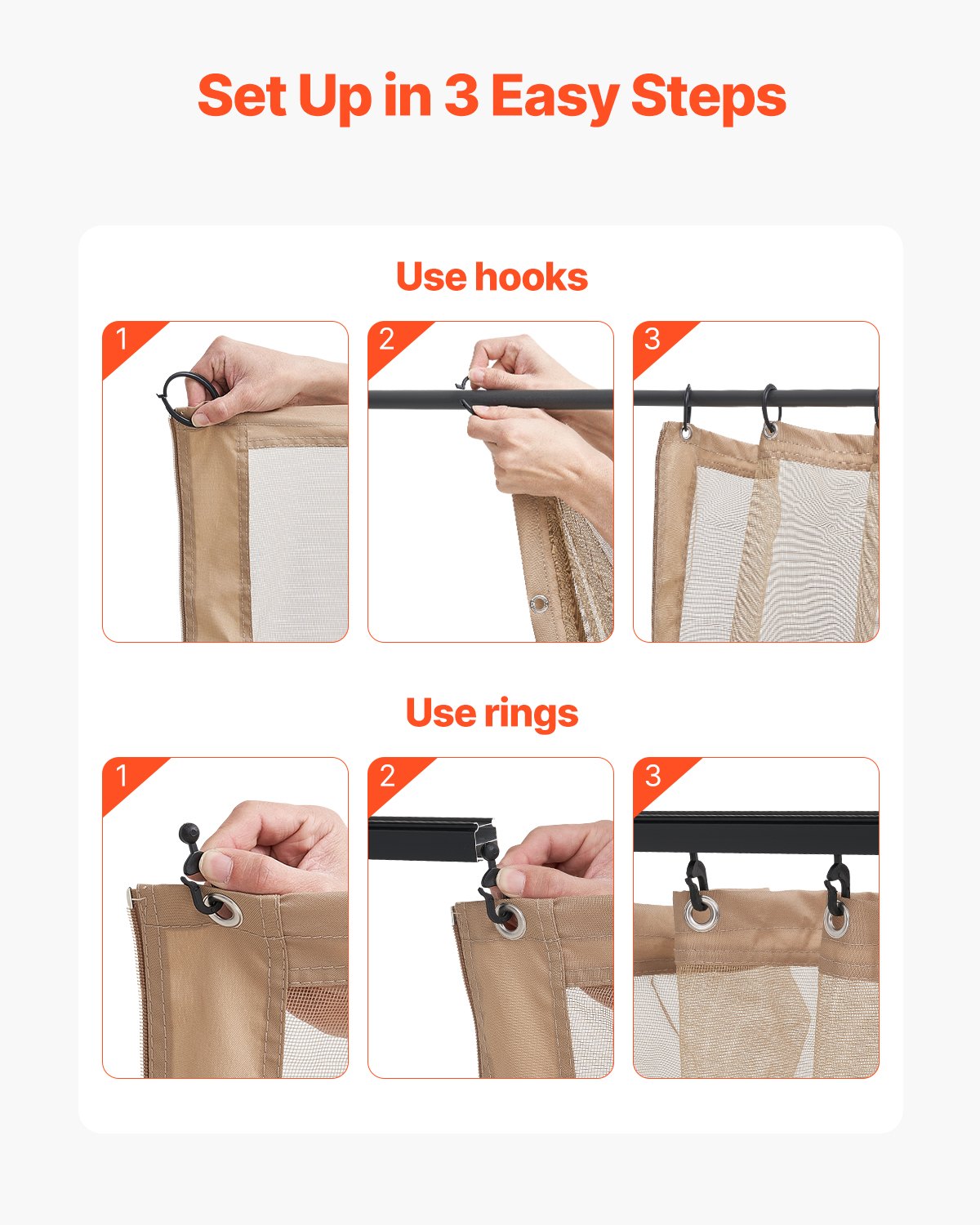 VEVOR Replacement Mesh Gazebo Netting Screen for 10x12x7.3 ft Patio, Net Only