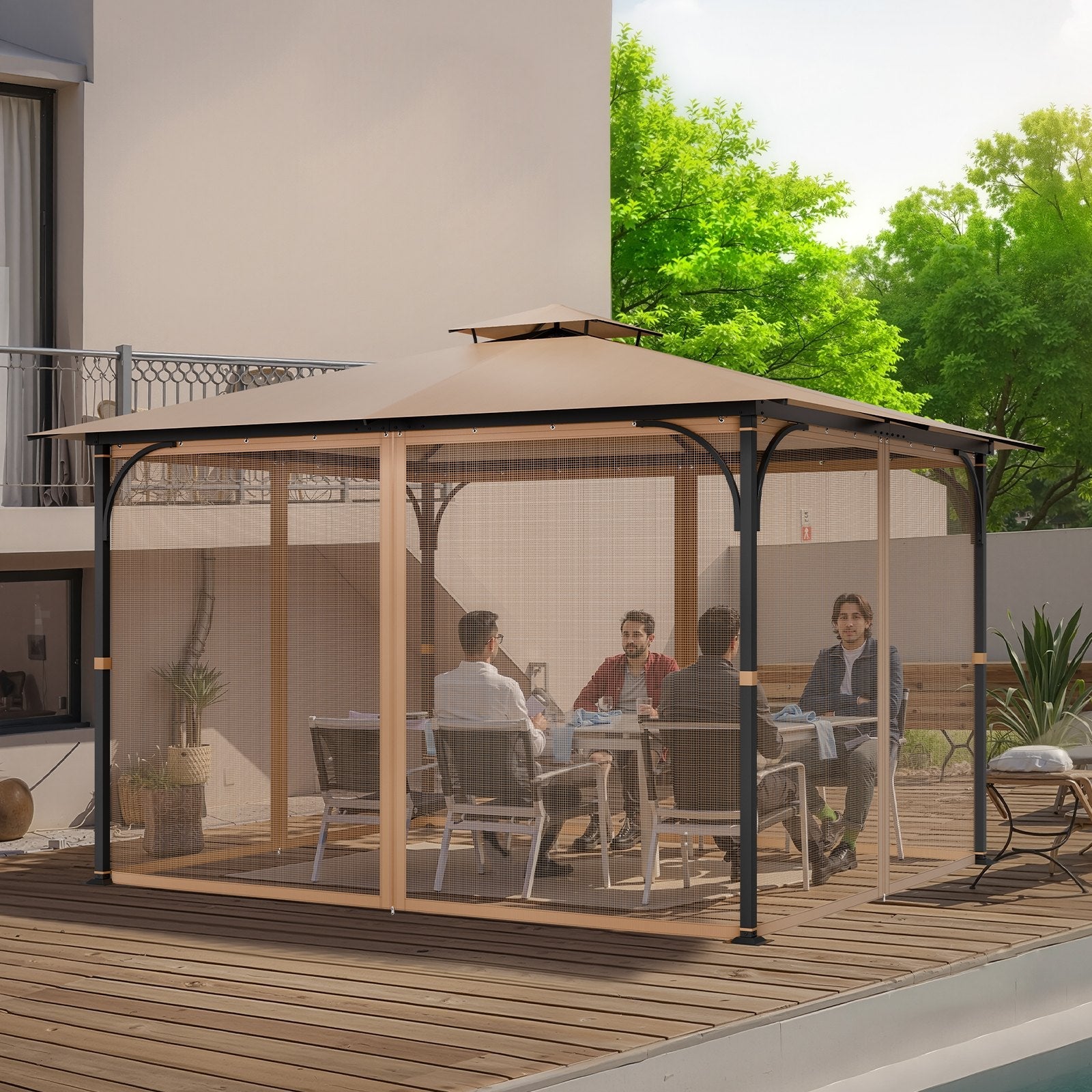 VEVOR Replacement Mesh Gazebo Netting Screen for 10x12x7.3 ft Patio, Net Only