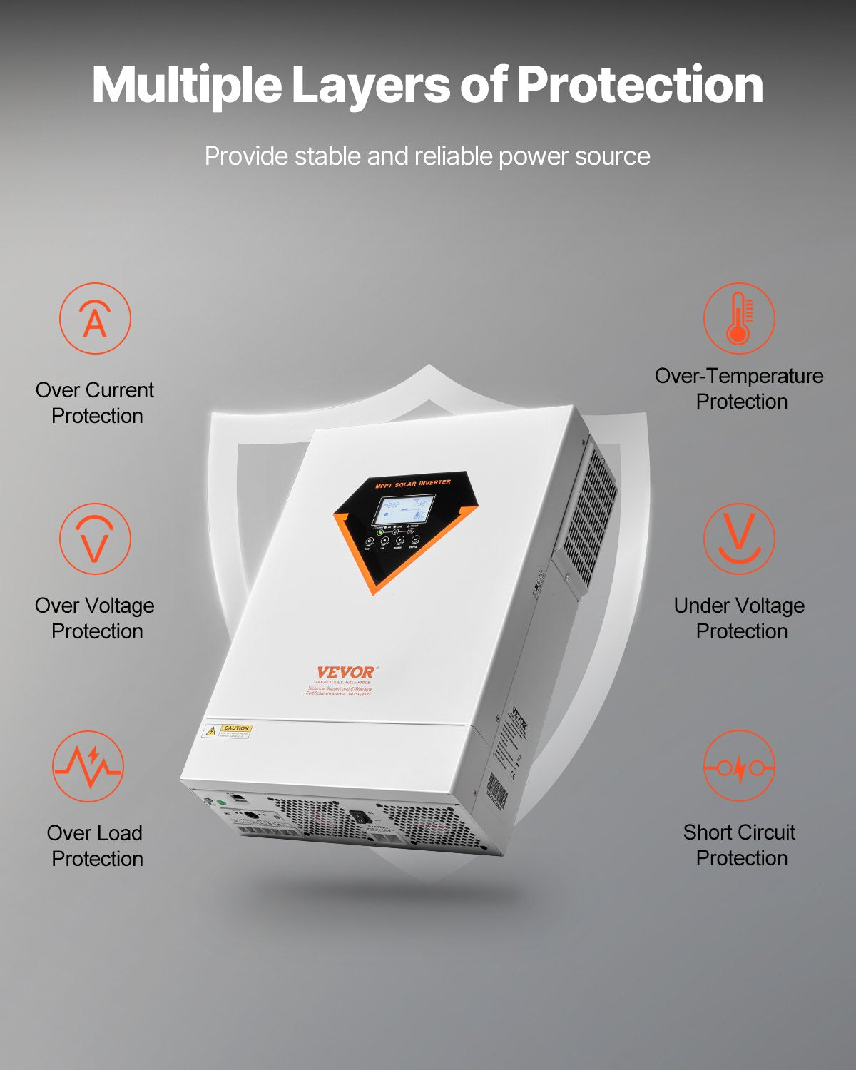 VEVOR Hybrid Solar Inverter Charger 6000W 220/230V Built-in 120A MPPT Controller