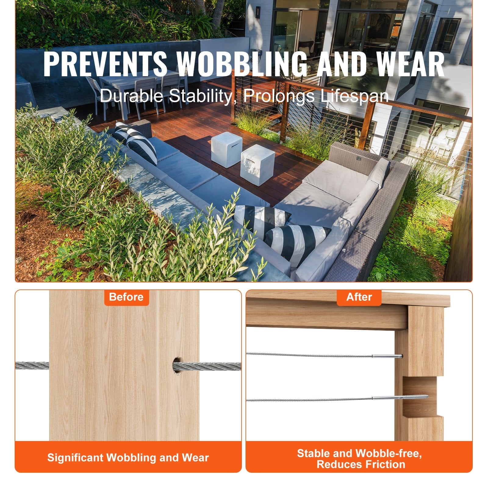 VEVOR 102 Pack Cable Railing Swage Threaded Stud Tension End Fitting Terminal for 1/8" Deck Cable Railing, T316 Stainless Steel, Cable Railing Tensioner 1/8" for Wood/Metal Post, Silver