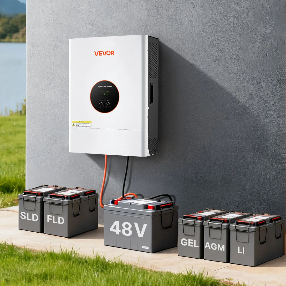 6400W 48V Hybrid Solar Inverter, 120V/240V Split Phase with 120A MPPT Charge Controller, Pure Sine Wave Inverter Charger