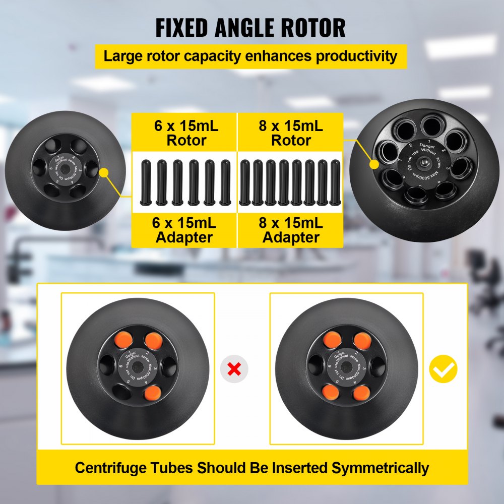 VEVOR Lab Benchtop Centrifuge, 8 x 15mL 500-5000 RPM LCD Centrifuge 10s-99min Desktop Centrifuge Machine Low Noise Mini Centrifuge Machine for Lab Hospital College, 3074xg RCF Max