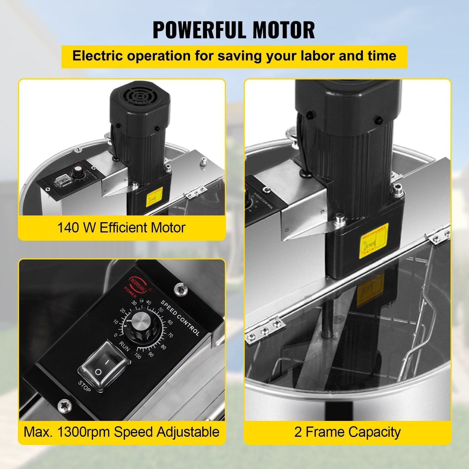 VEVOR Electric Honey Extractor Separator 2 Frame Bee Extractor Stainless Steel Honeycomb Spinner Crank. Beekeeping Extraction Apiary Centrifuge Equipment