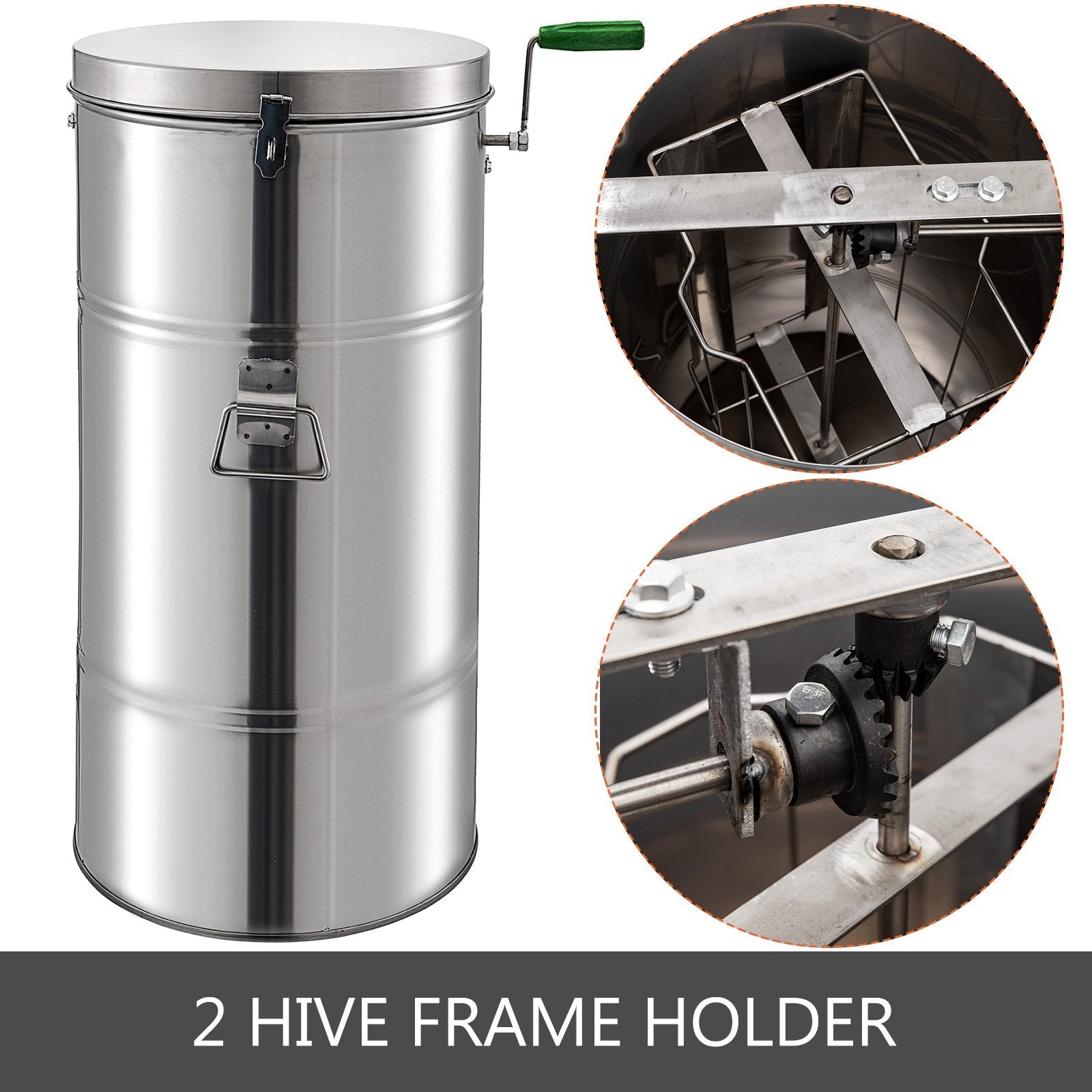 VEVOR Honey Extractor Bee Honey Extractor Manual Honeycomb Spinner 2 Two Frame Stainless Steel Beekeeping Accessory (2 Frame Honey Extractor)