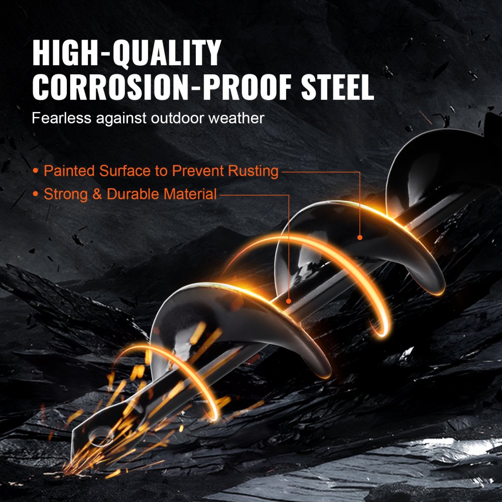 VEVOR Auger Drill Bit for Planting, 1.6 x 16.5 inch Garden Auger Drill Bit, Spiral Drill Bit for Bulbs Planting & Holes Digging, 3/8" Hex Drive Drill