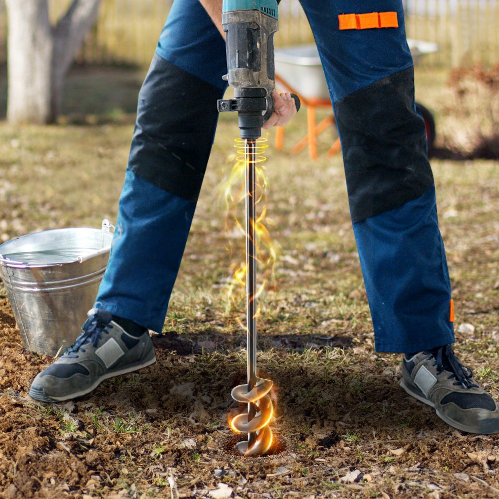 VEVOR Auger Drill Bit for Planting, 1.6 x 16.5 inch Garden Auger Drill Bit, Spiral Drill Bit for Bulbs Planting & Holes Digging, 3/8" Hex Drive Drill