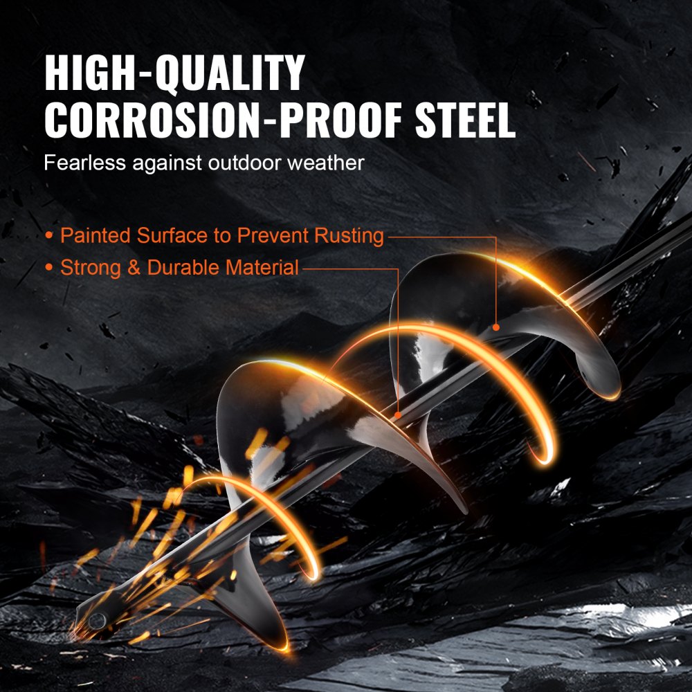 VEVOR Auger Drill Bits for Planting Set of 2, 2" x 16", 4" x 16" Garden Auger Drill Bits, Spiral Drill Bit for Post Hole Digger, Bulbs Planting & Holes Digging, for 3/8" Hex Drive Drill