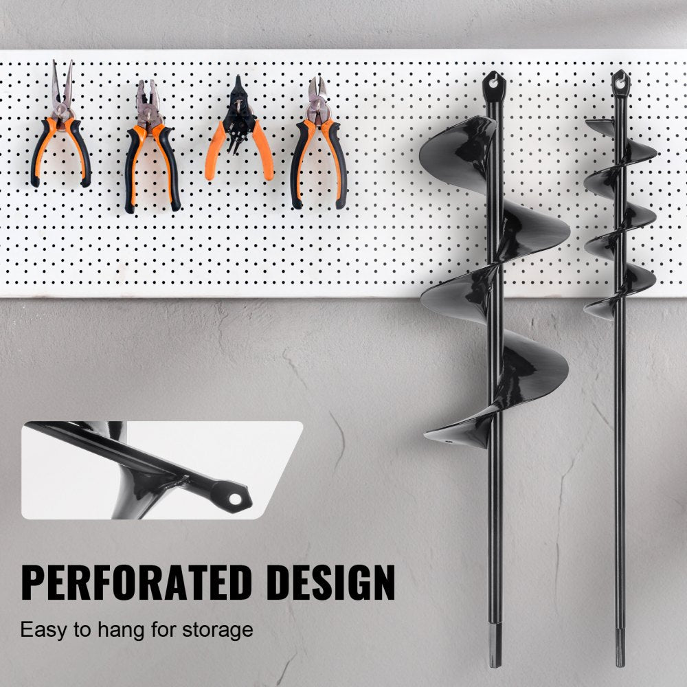 VEVOR Auger Drill Bits for Planting Set of 2, 2" x 16", 4" x 16" Garden Auger Drill Bits, Spiral Drill Bit for Post Hole Digger, Bulbs Planting & Holes Digging, for 3/8" Hex Drive Drill