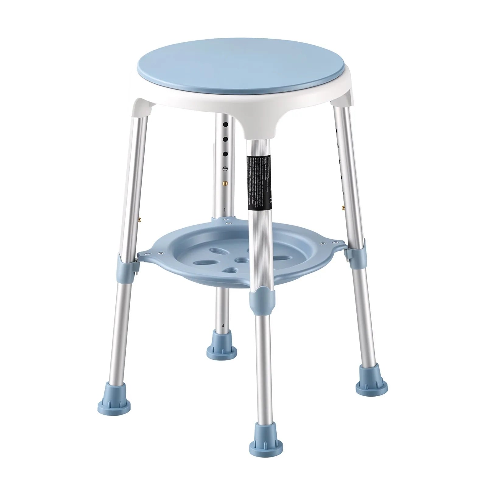 Swivel Shower Chair with 360° Rotating Seat | Height Adjustable Bath Stool with Storage Tray, 350 lb Capacity