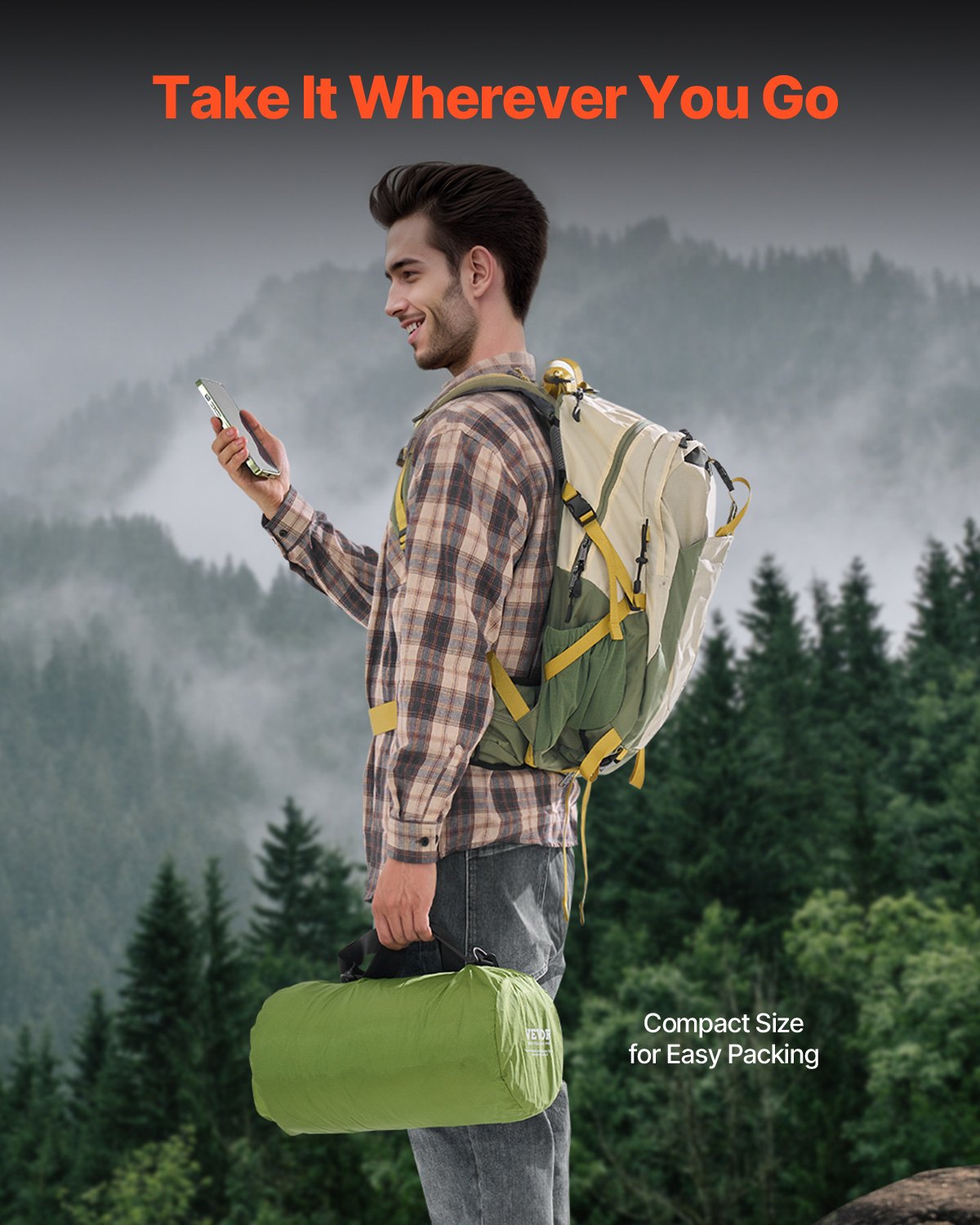 VEVOR Camping Blanket 79" x 59" Wearable Warm Stadium Blanket Outdoor Army Green