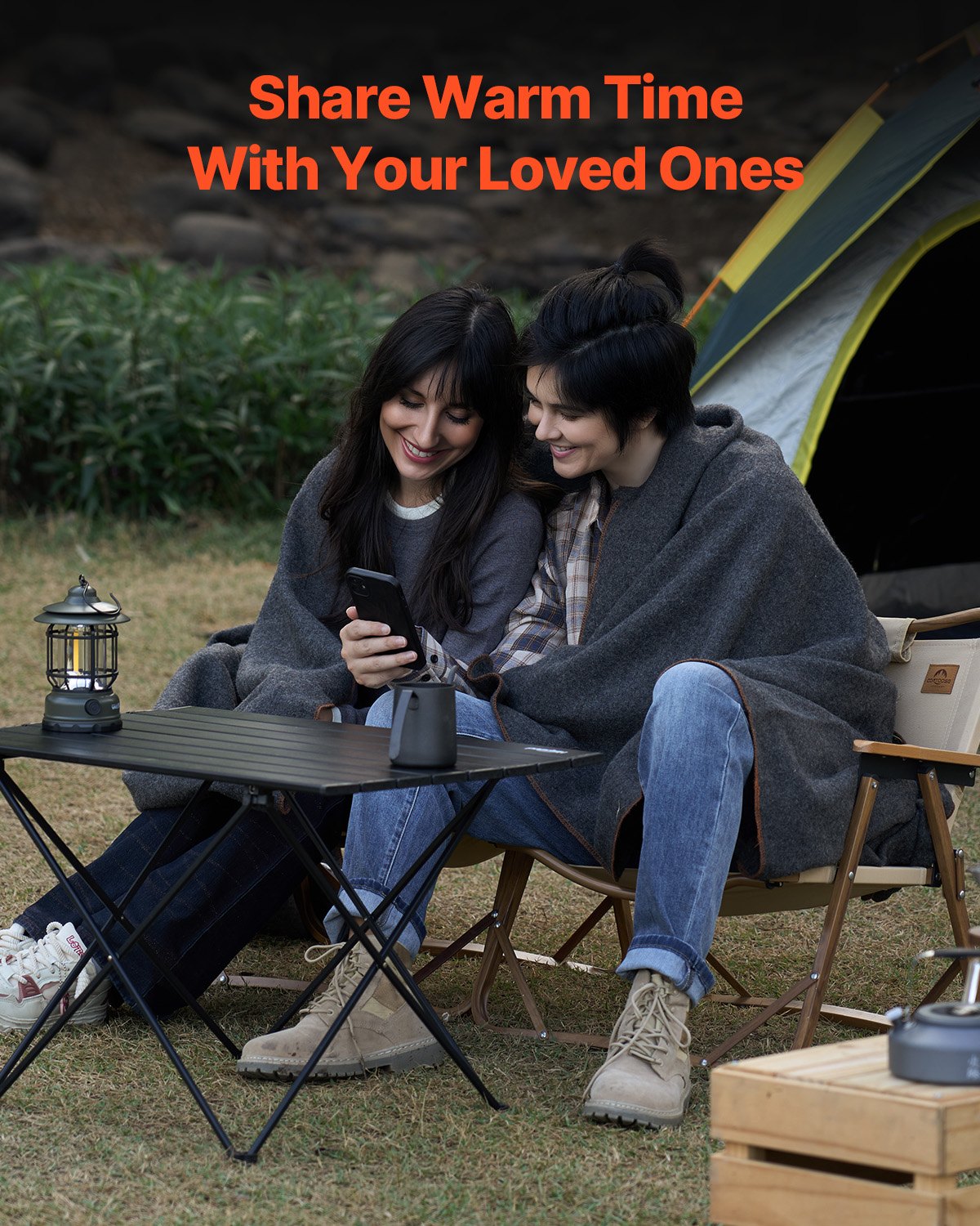 VEVOR Wool Camping Blanket 64" x 88" Warm for Camping Hiking Travel Light Grey