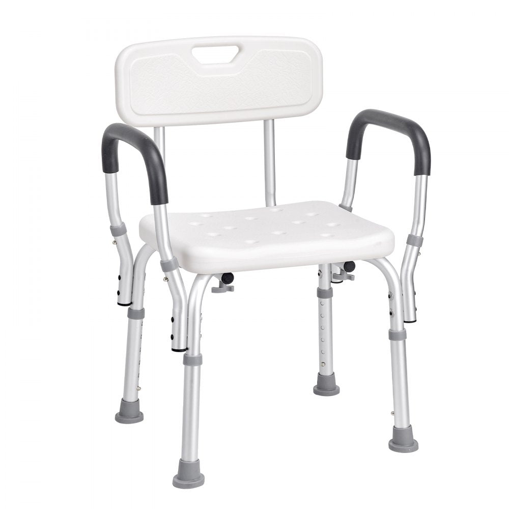 VEVOR Shower Chair, Shower Seat with Back, Adjustable Height Shower Stool, Shower Chair for Inside Shower Bathtub, Non-slip Bathroom Bench Bath Chair for Elderly Disabled Handicap, 350 LBS Capacity