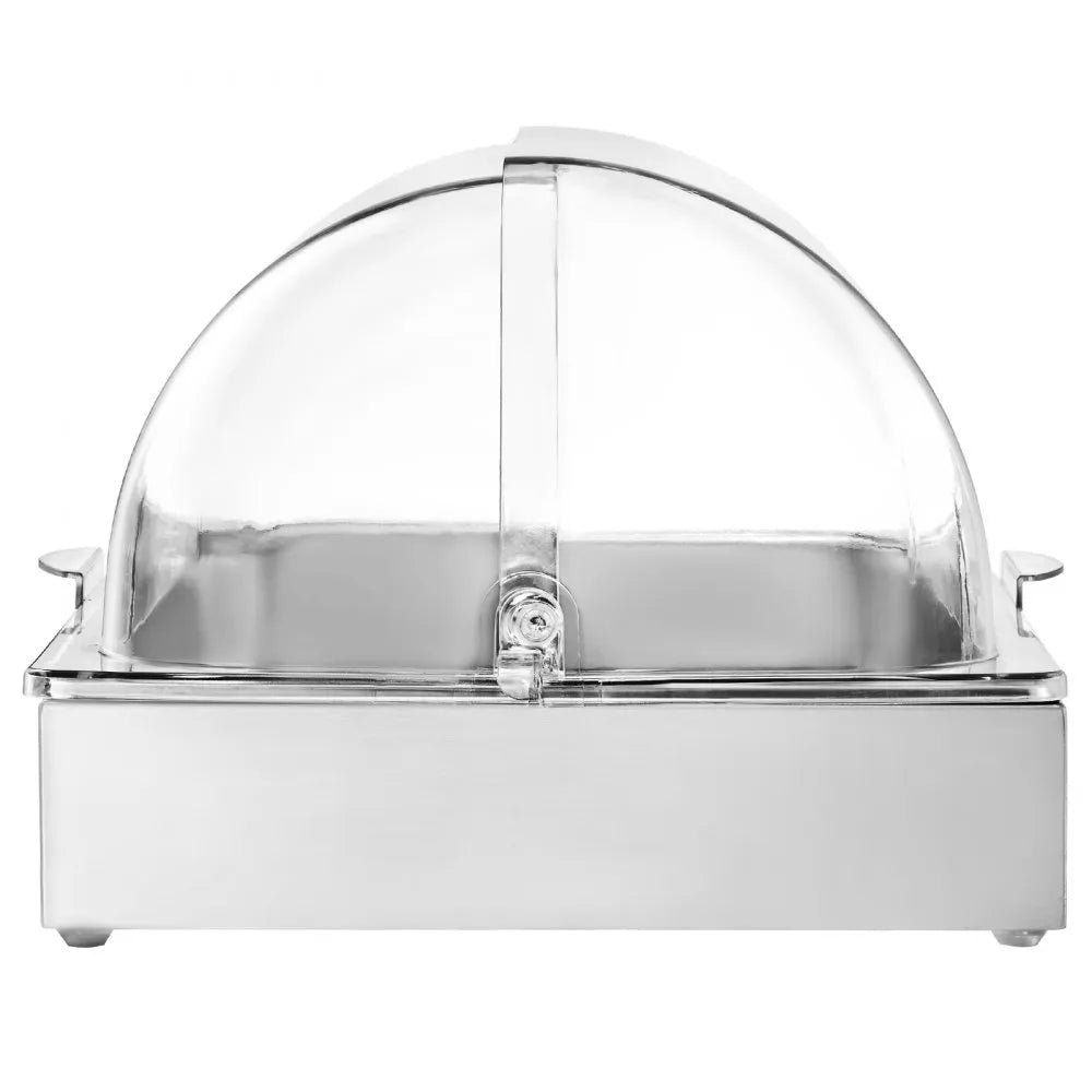 VEVOR Countertop Food Serving Display Container, 1 x 1 Pan Stainless Steel Food Serving Tray, Buffet Condiment Dispenser Display Rack with Clear Lid & 3 Ice Trays, for Restaurant Hotel Kitchen Party
