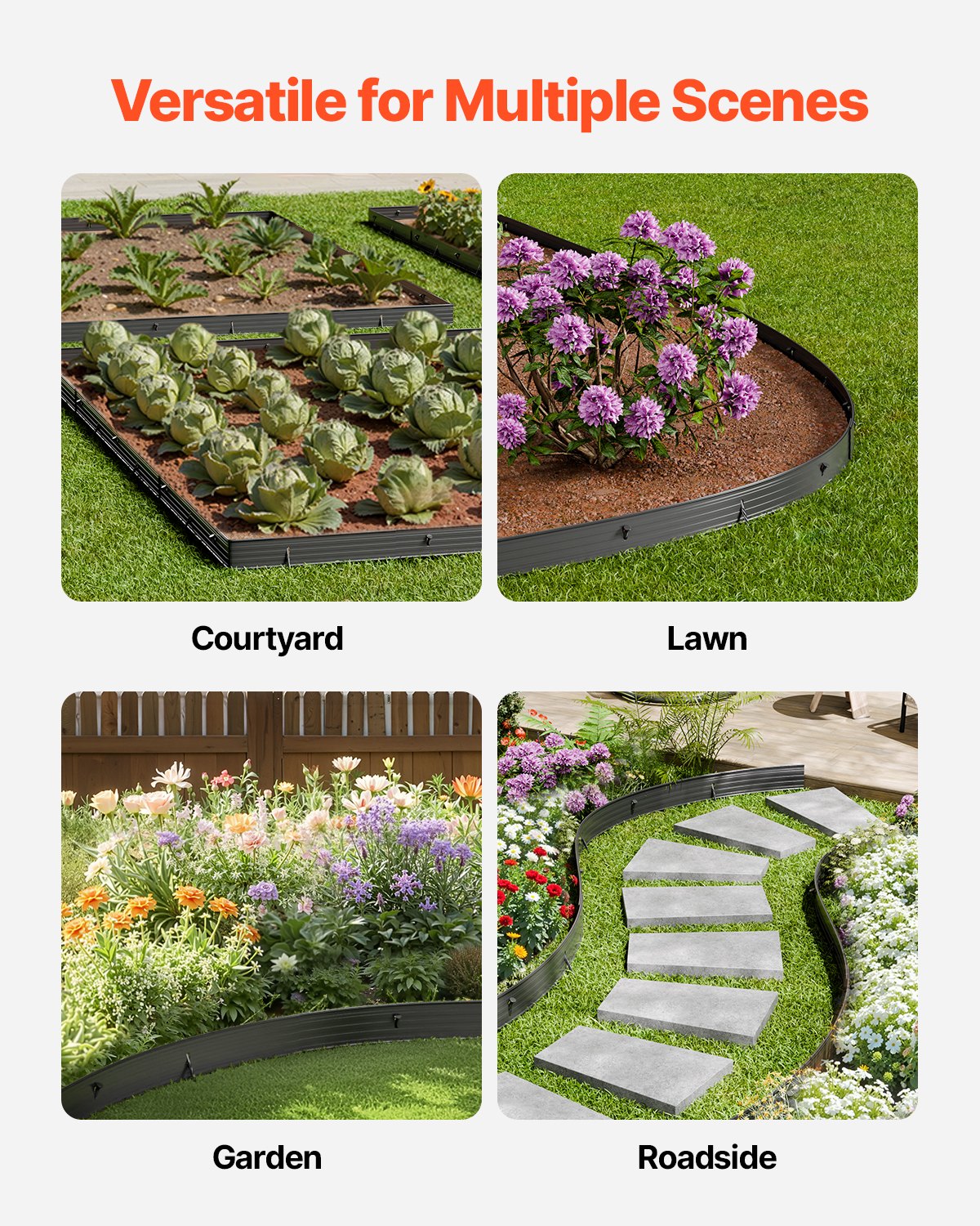 VEVOR Metal Landscape Edging 8Packs 72in Rust-Resistant Bendable for Yard Garden