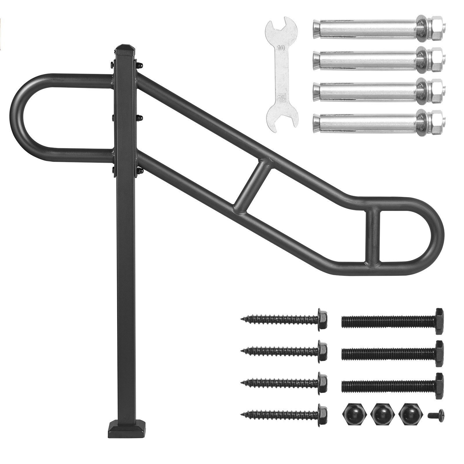 VEVOR Single Post Handrail for Outdoor 1-3 Step 40.5" Stair Handrail Floor Mount