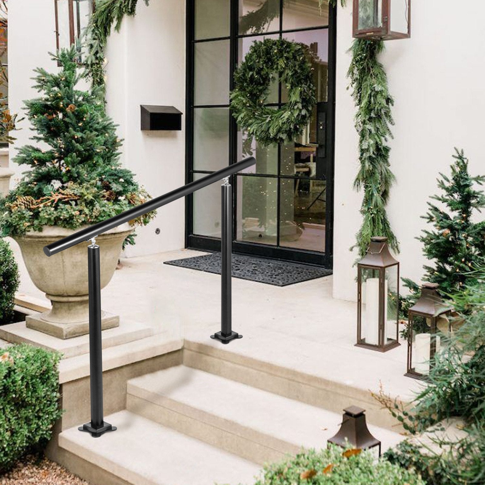 Stair Handrail Outdoor Handrail Aluminum Fits 1-3 Steps 3ft Railing Adjustable