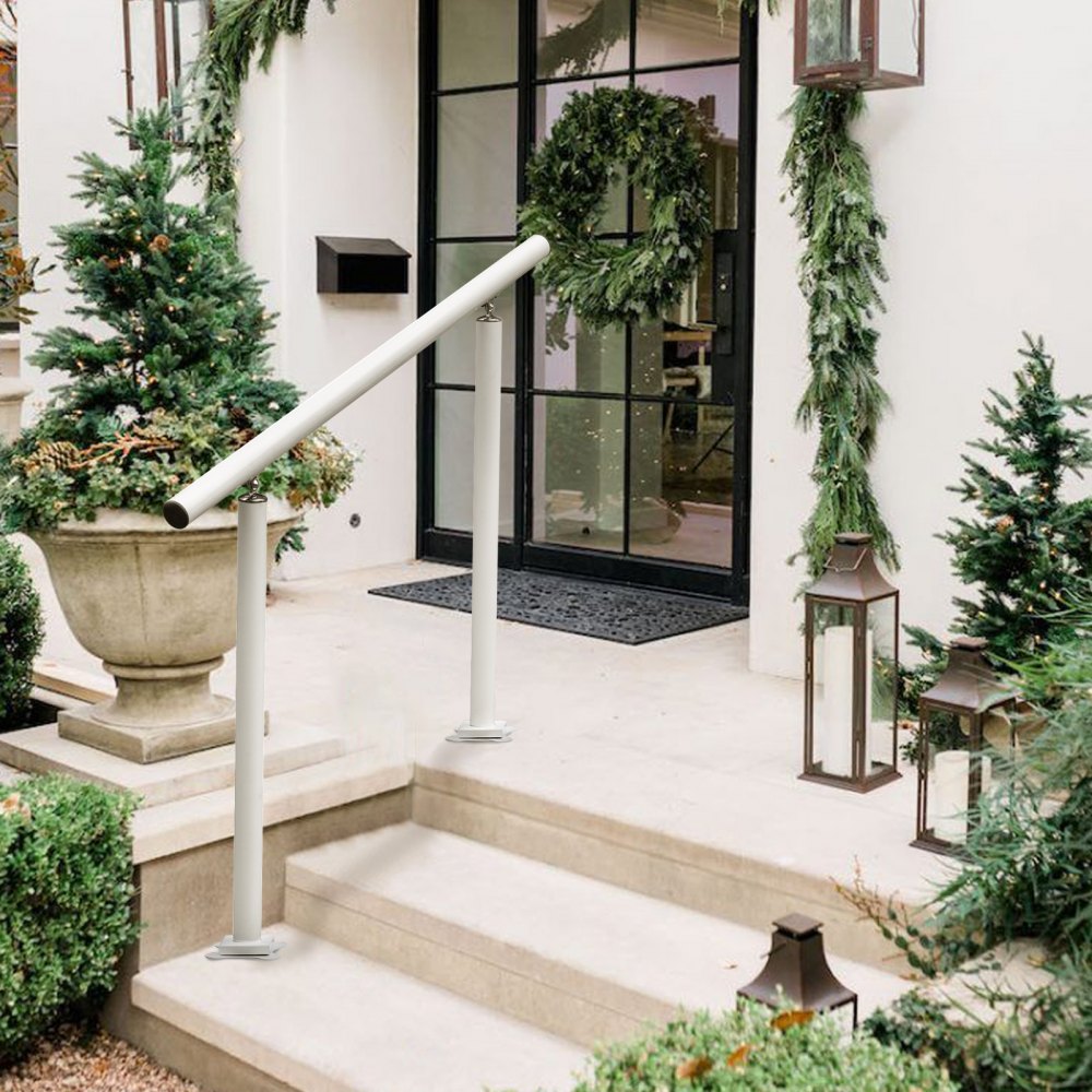 Stair Handrail Outdoor Handrail Aluminum Fits 1-4 Steps 4ft Railing Adjustable