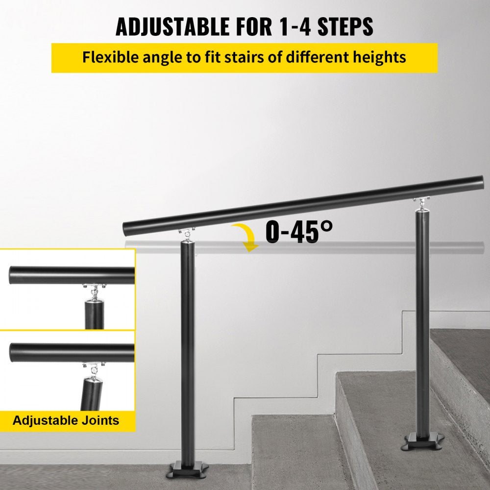 Handrail Outdoor Stairs 4 ft Changeable Iron Handrail Black Steps Rail Rustproof