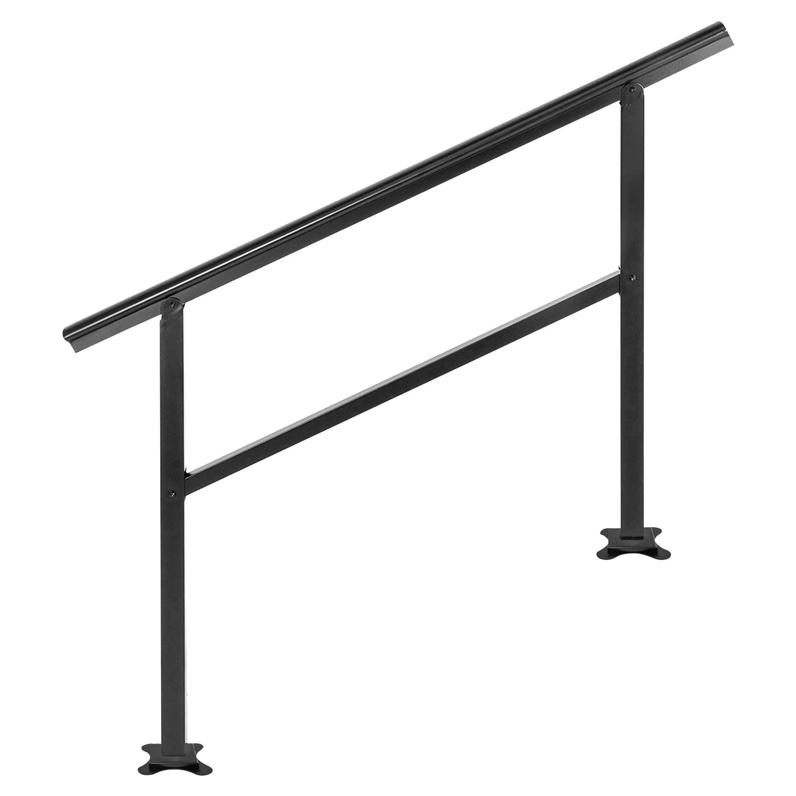 Handrail Outdoor Stairs, Outdoor Handrail 48 x 35.5 Inch Black Fits 1/2/3 Steps