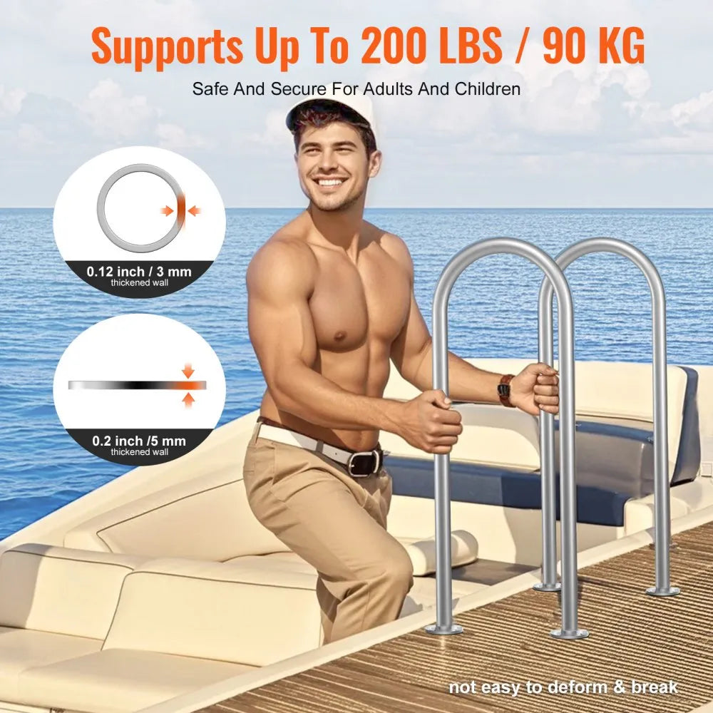 VEVOR Pool Handrail 36 x 13 inch Aluminum with Base Plate for Indoor/Outdoor