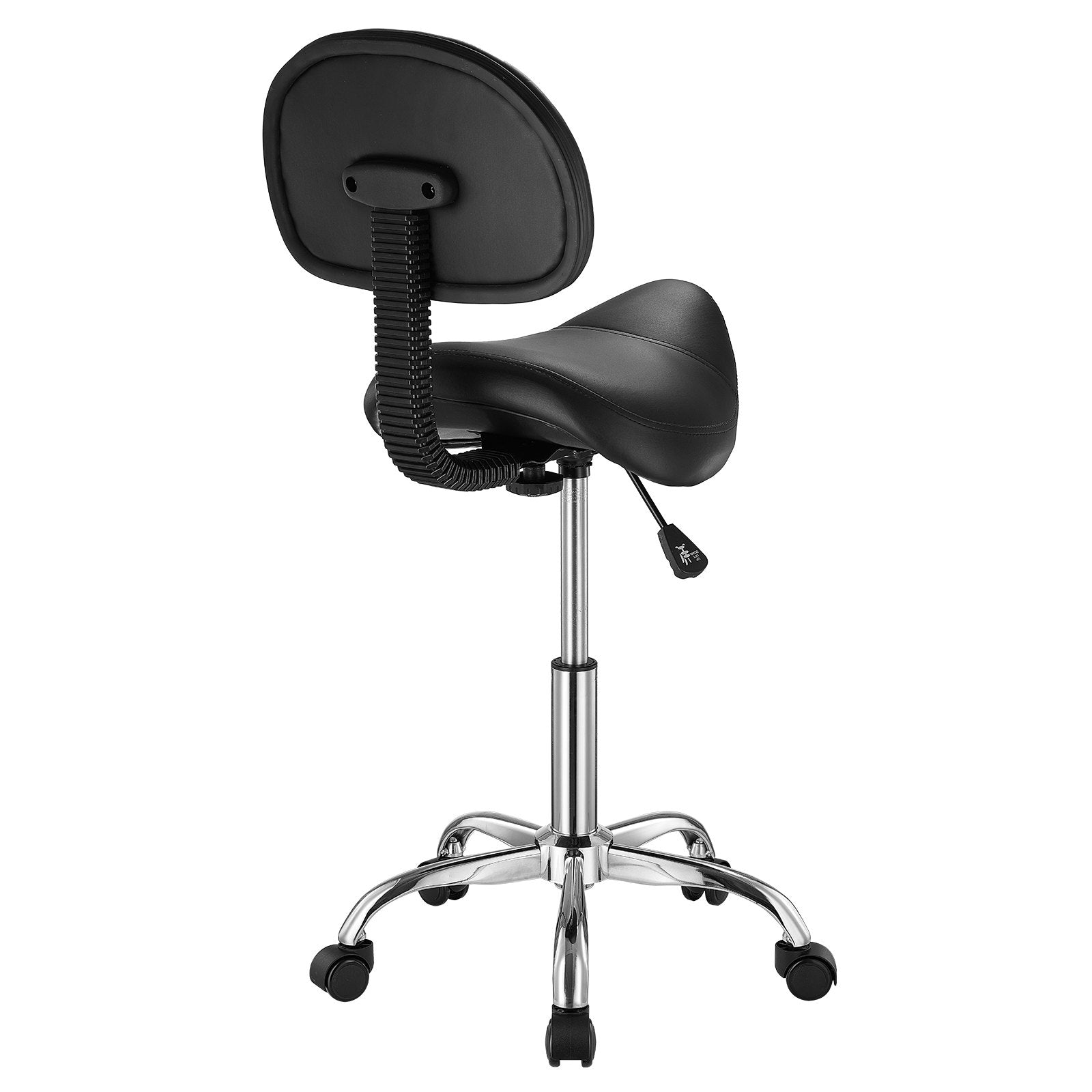 VEVOR Saddle Stool Swivel Stool with Backrest PU Leather Height Adjustable Black