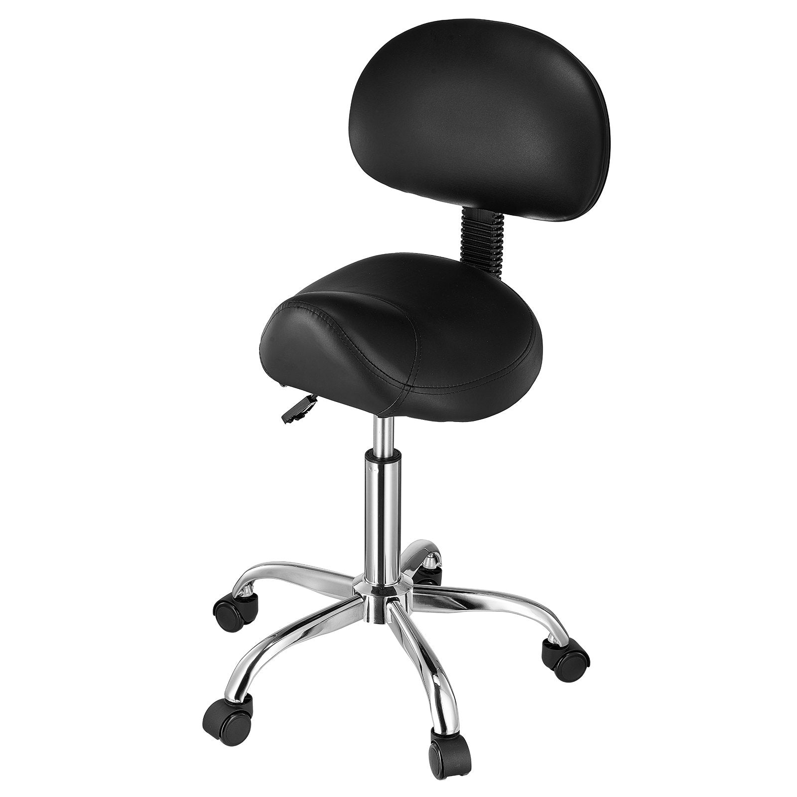 VEVOR Saddle Stool Swivel Stool with Backrest PU Leather Height Adjustable Black