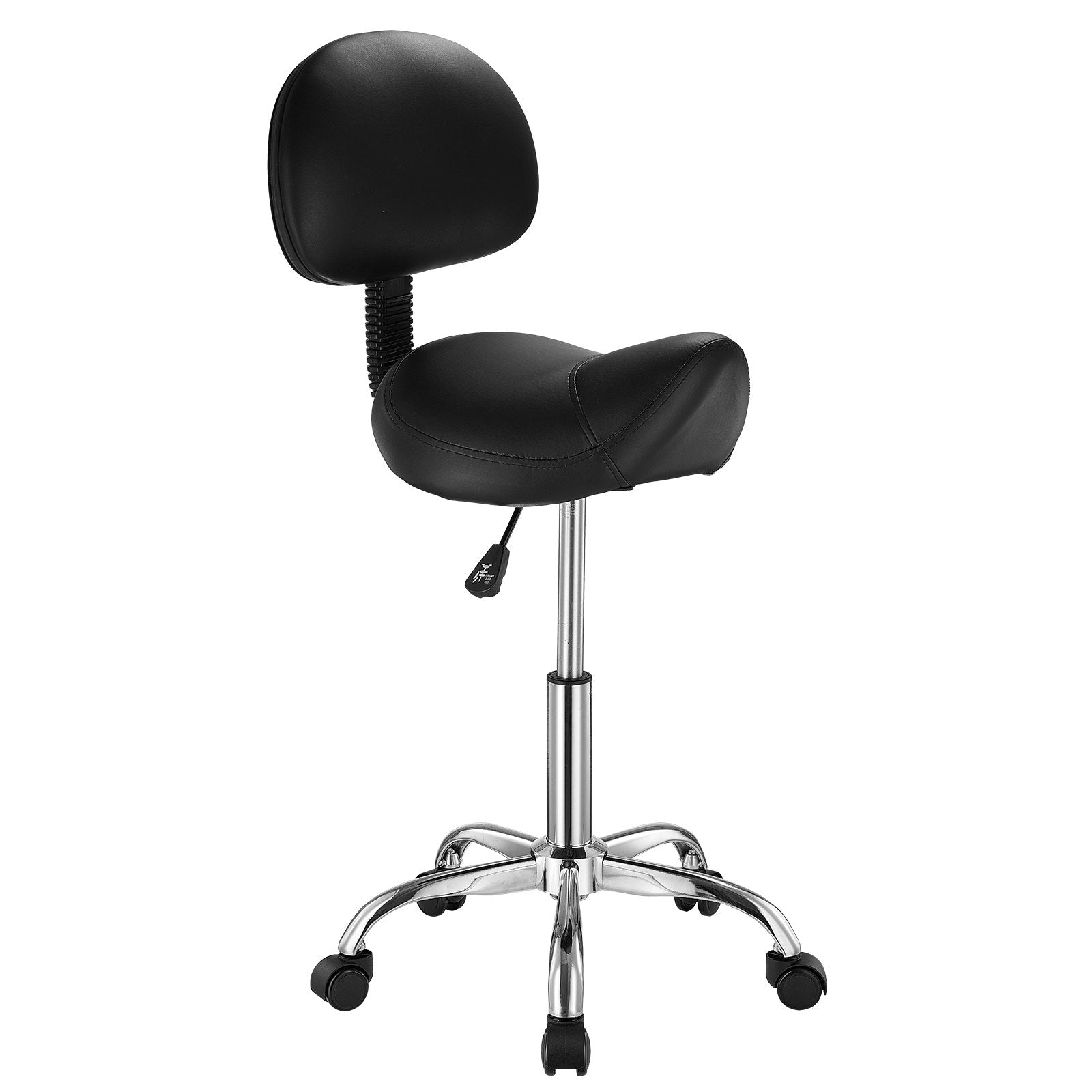 VEVOR Saddle Stool Swivel Stool with Backrest PU Leather Height Adjustable Black