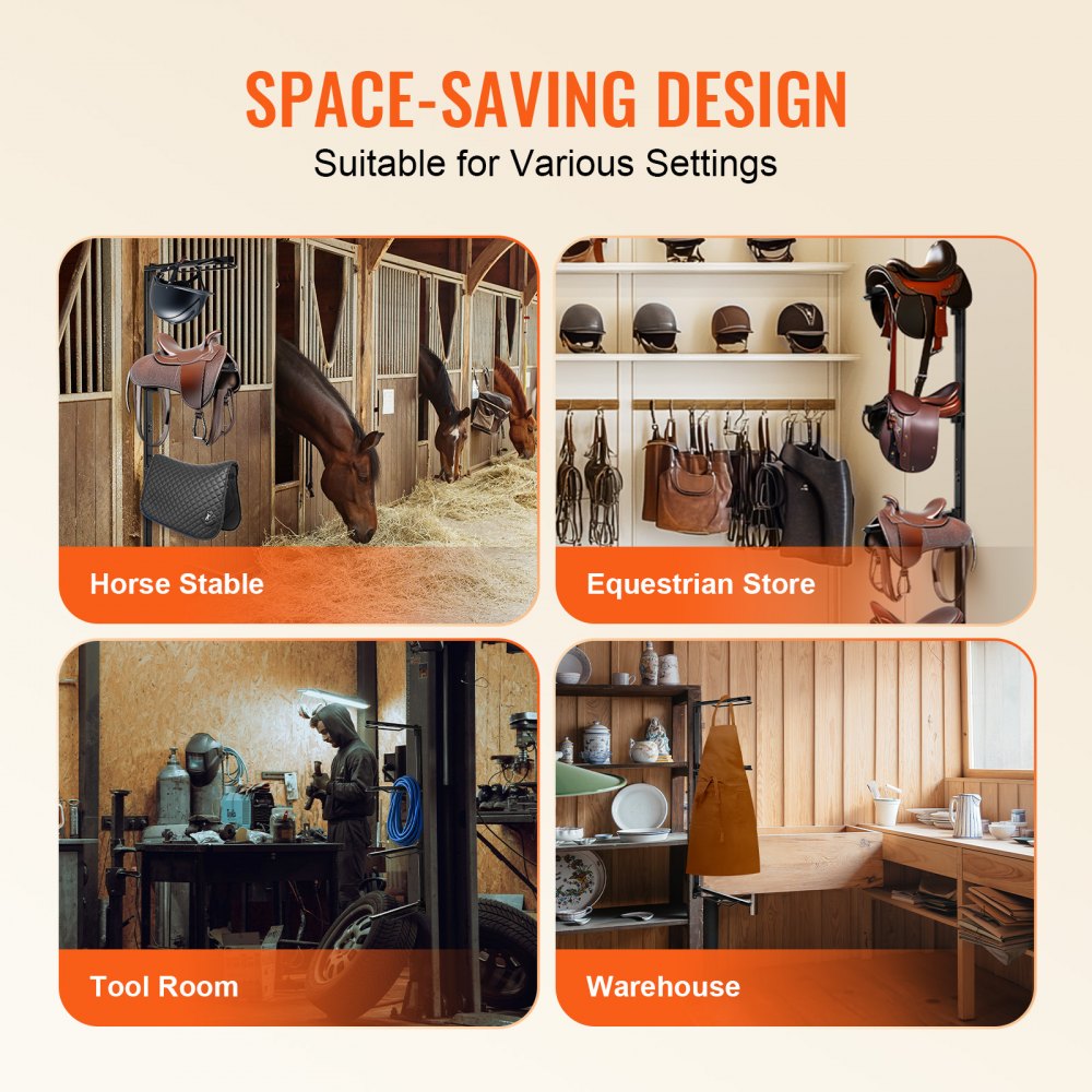 VEVOR Wall Mount Saddle Rack Four Tiers Western & English Horse Saddle Holder