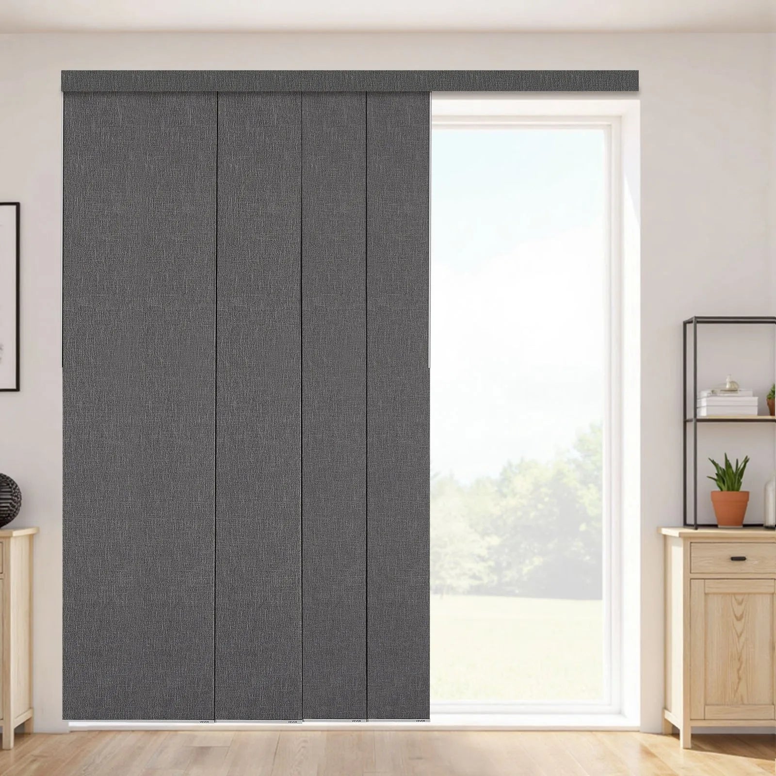 VEVOR Panel Track Blinds Extendable Track 45.8 in to 86 in W Trimmable Dark Gray