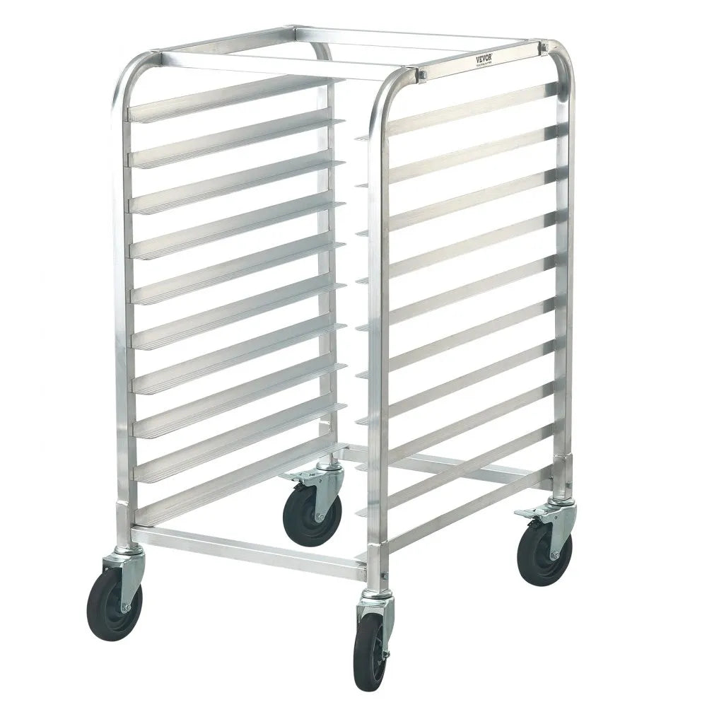 VEVOR Bun Pan Rack, 10-Tier Commercial Bakery Racks with Brake Wheels, Aluminum Racking Trolley Storage for Half & Full Sheet, Speed Rack For Kitchen Home, Bread Baking Equipment, 26\"L x 20.3\"W x 39\"H