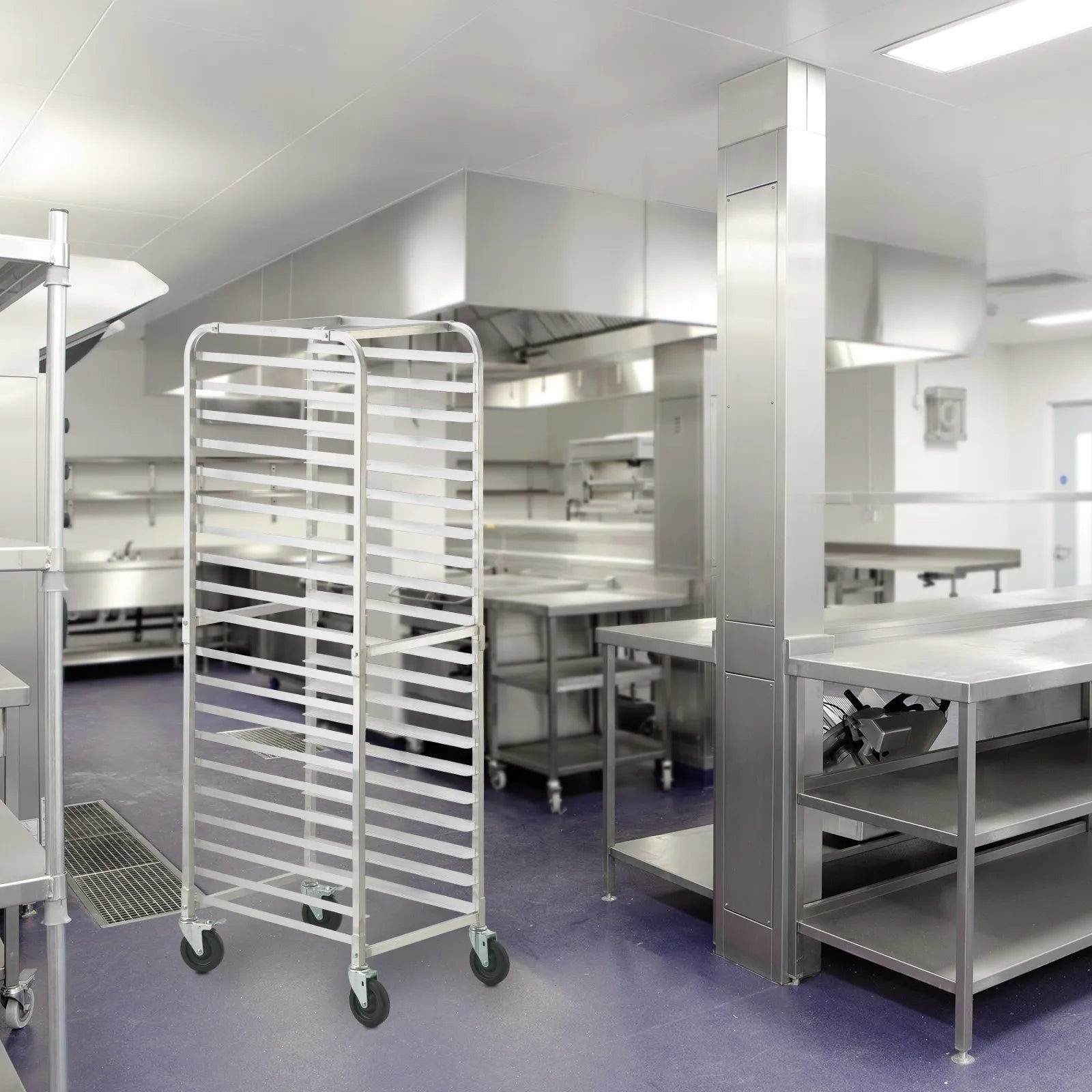 VEVOR Bun Pan Rack, 20-Tier Commercial Bakery Racks with Brake Wheels, Aluminum Racking Trolley Storage for Half & Full Sheet, Speed Rack For Kitchen Home, Bread Baking Equipment, 26\"L x 20.4\"W x 70\"H