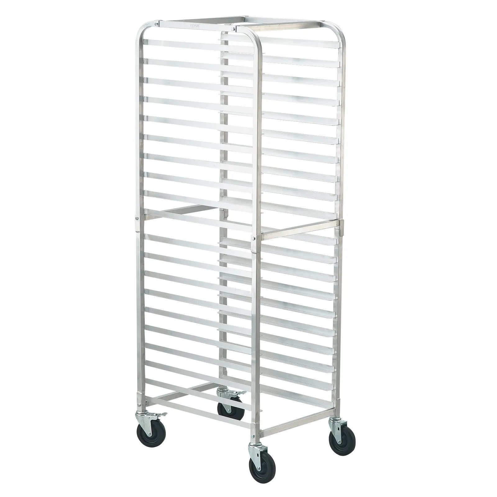 VEVOR Bun Pan Rack, 20-Tier Commercial Bakery Racks with Brake Wheels, Aluminum Racking Trolley Storage for Half & Full Sheet, Speed Rack For Kitchen Home, Bread Baking Equipment, 26\"L x 20.4\"W x 70\"H