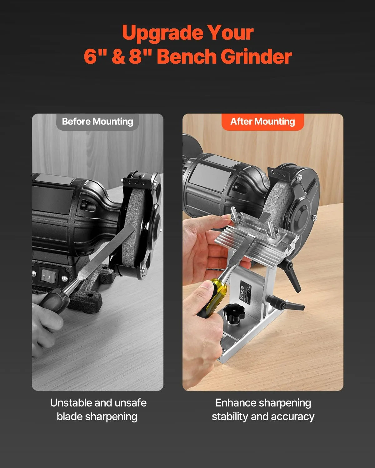 VEVOR Adjustable Tool Rest Sharpening Jig for 6" or 8" Bench Grinder and Sander