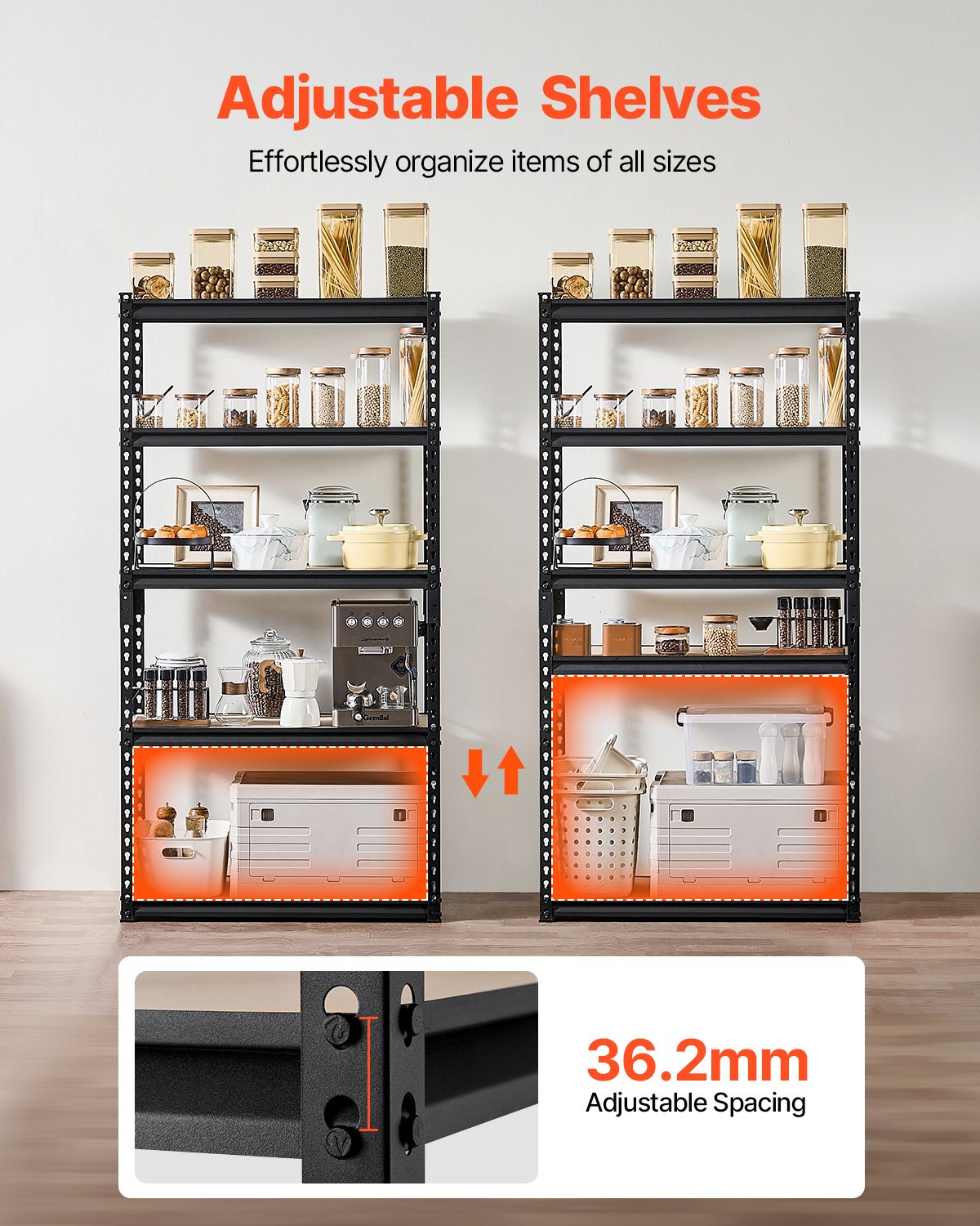 VEVOR Storage Shelves 16" D x 32" W x 62.8" H 5-tier Garage Storage Shelving