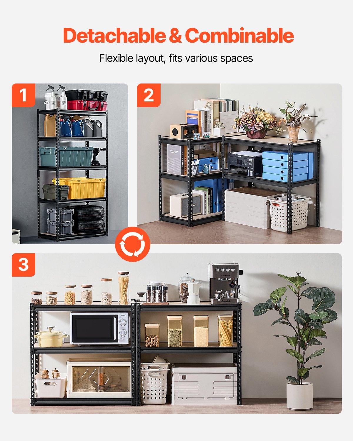 VEVOR Storage Shelves 16" D x 32" W x 62.8" H 5-tier Garage Storage Shelving