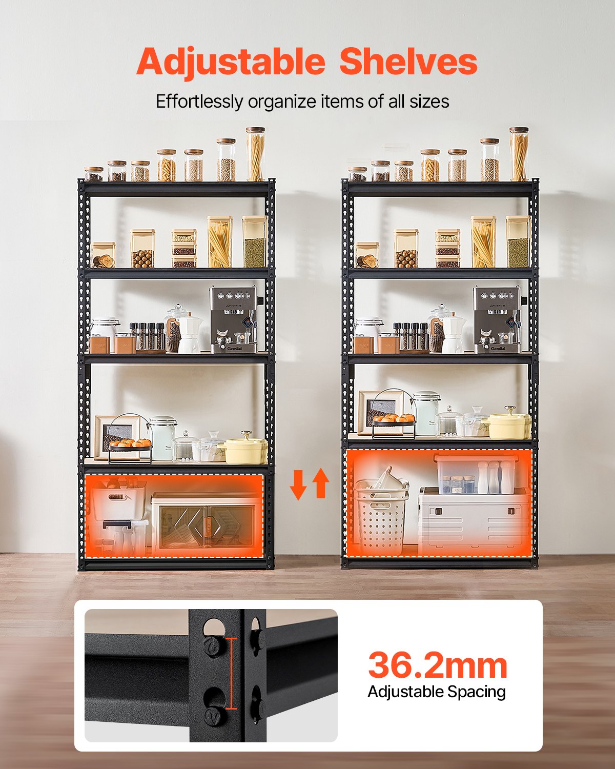 VEVOR Storage Shelves 16" D x 36" W x 71.4" H 5-tier Garage Storage Shelving