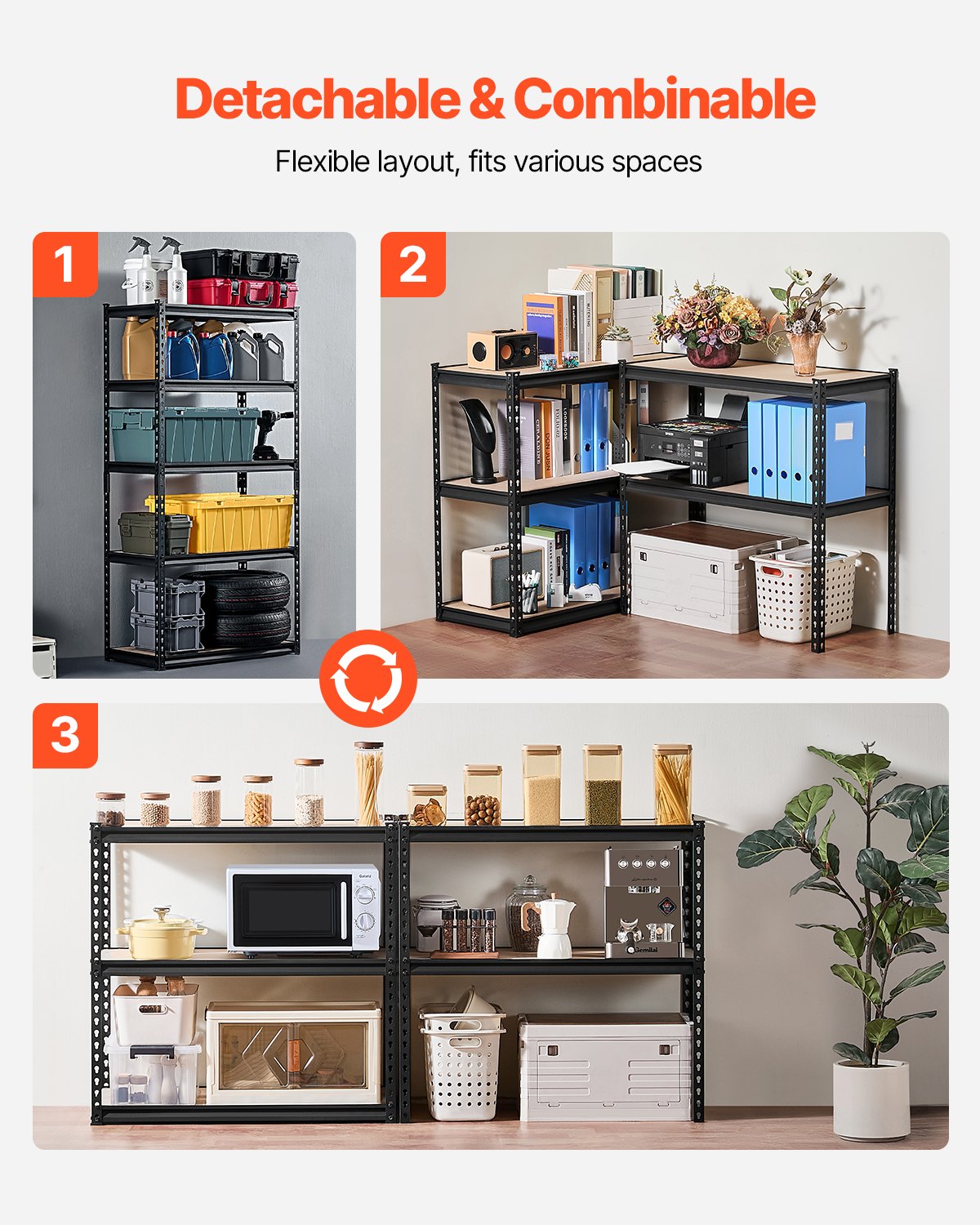 VEVOR Storage Shelves 16" D x 36" W x 71.4" H 5-tier Garage Storage Shelving