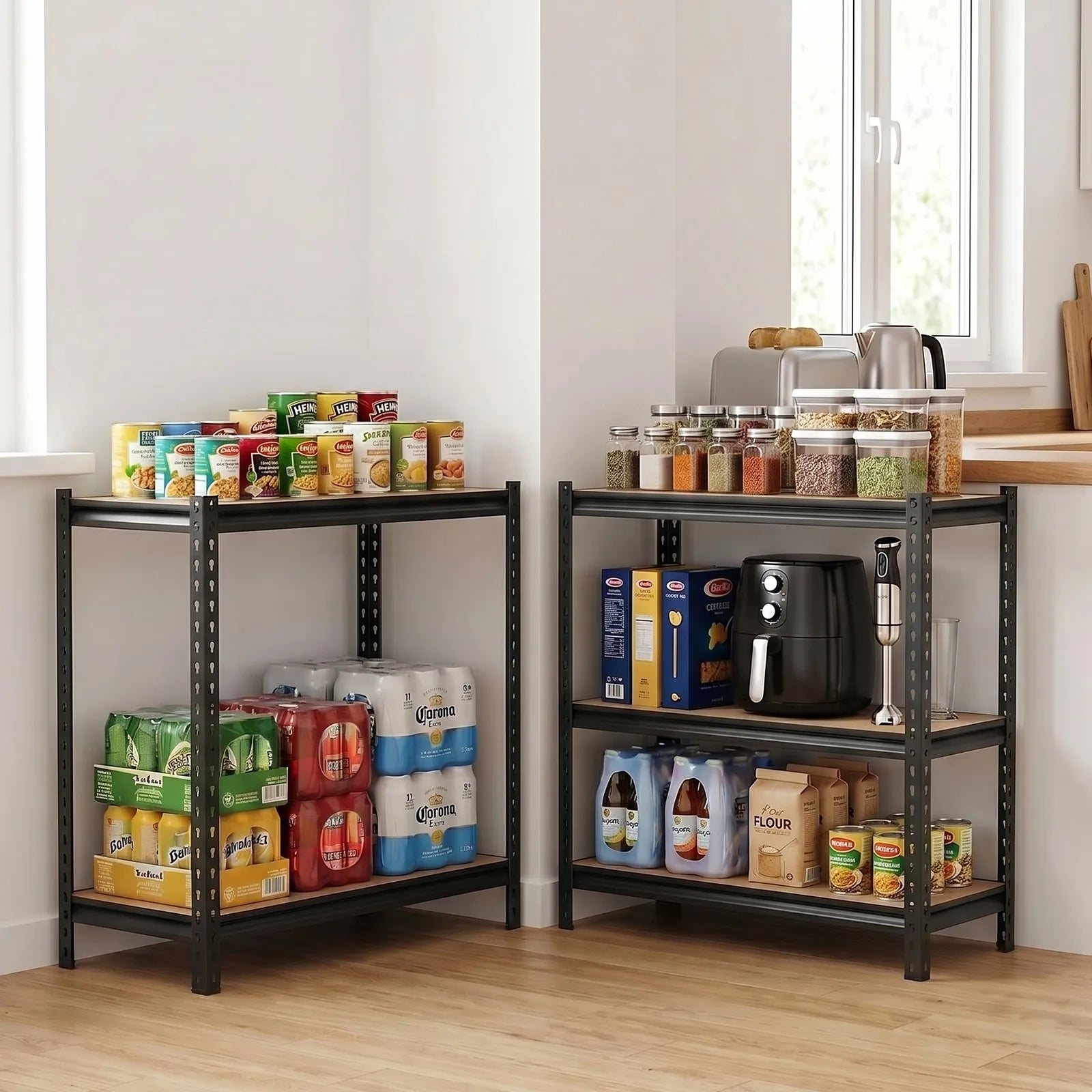 5-Tier Adjustable Storage Shelves, 2500 lb Capacity Heavy-Duty Garage Shelving Unit, Metal Utility Storage Rack with Adjustable Shelves, 40.35" x 20.35" x 71.38"