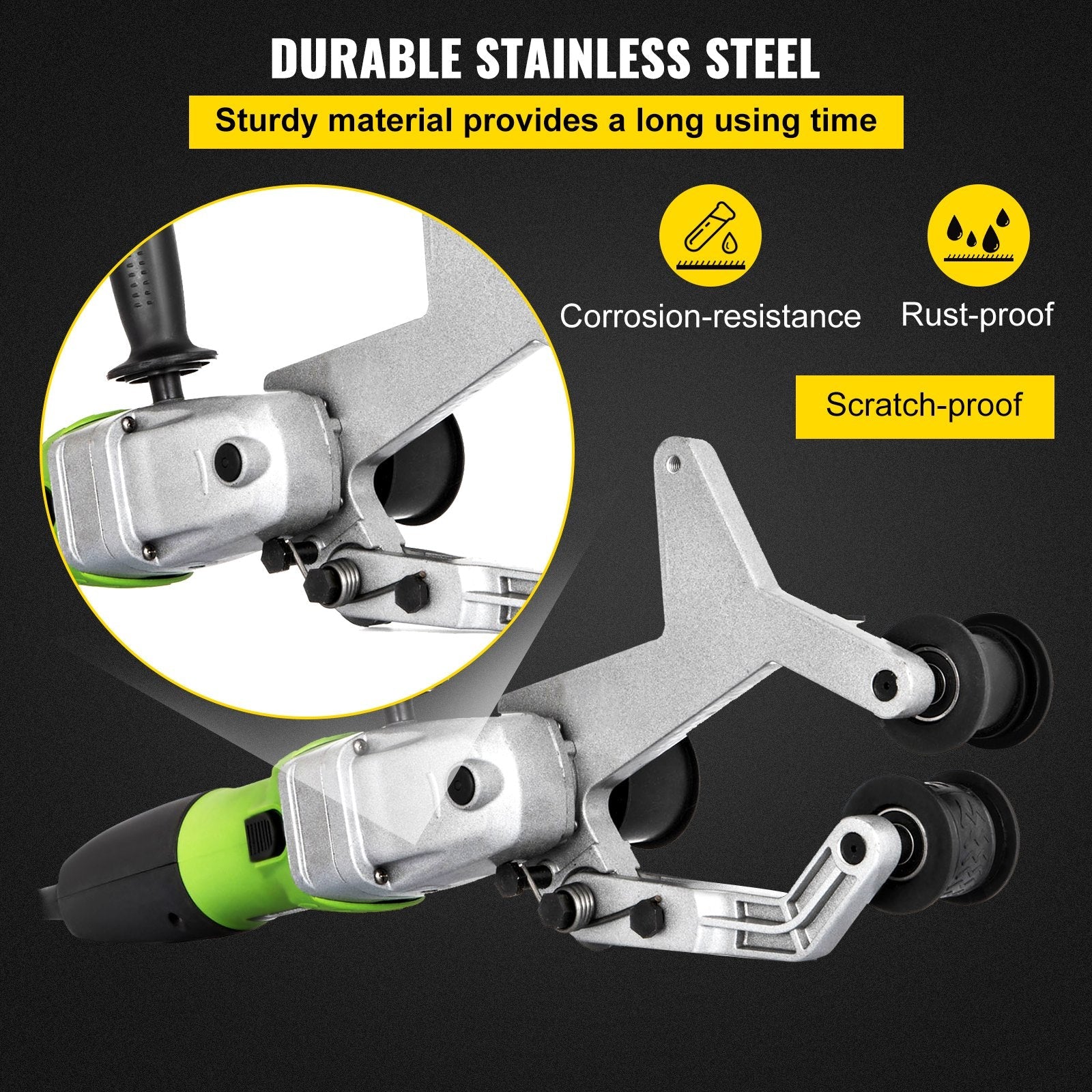 VEVOR Pipe Tube Polisher Sander 7\"/180 mm Max Pipe Diameter,Sander Polisher Grinder 110V 800W,Professional Belt Sander Grinding Machine 6 Speeds Adjustable,for Burnishing Finishing Stainless Steel