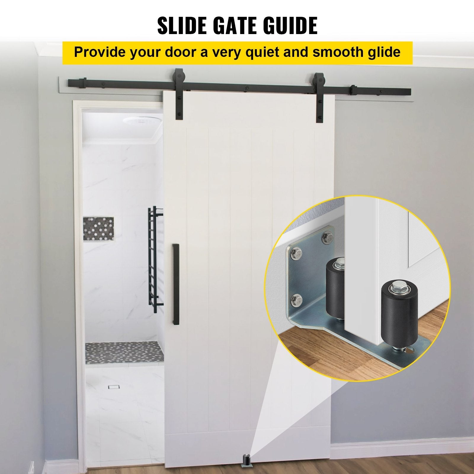 Slide Gate Guide Rollers 6" L Bracket Black Hard Nylon For Sliding Rolling Gate